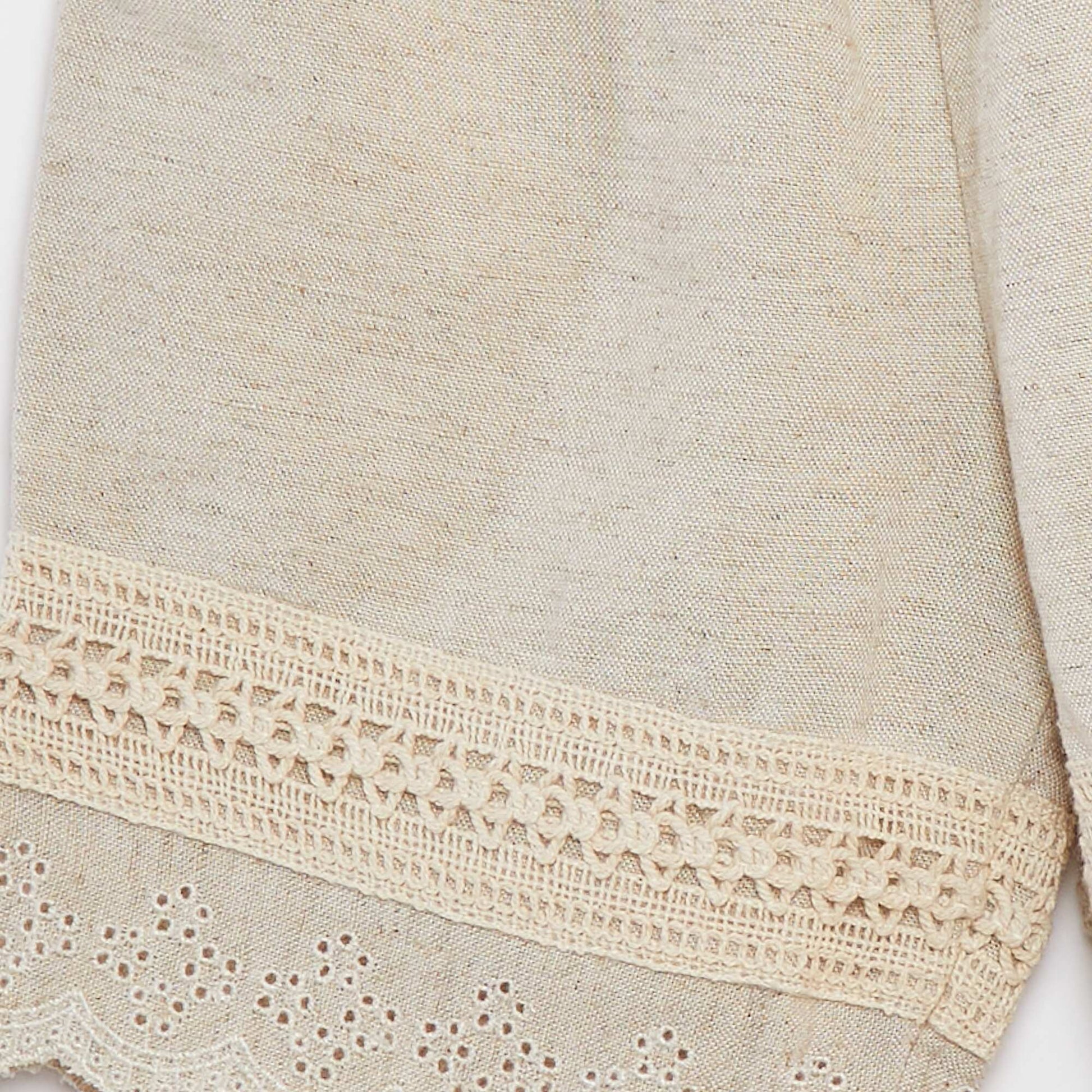 Trousers with embroidered and macramé detailing WHITE