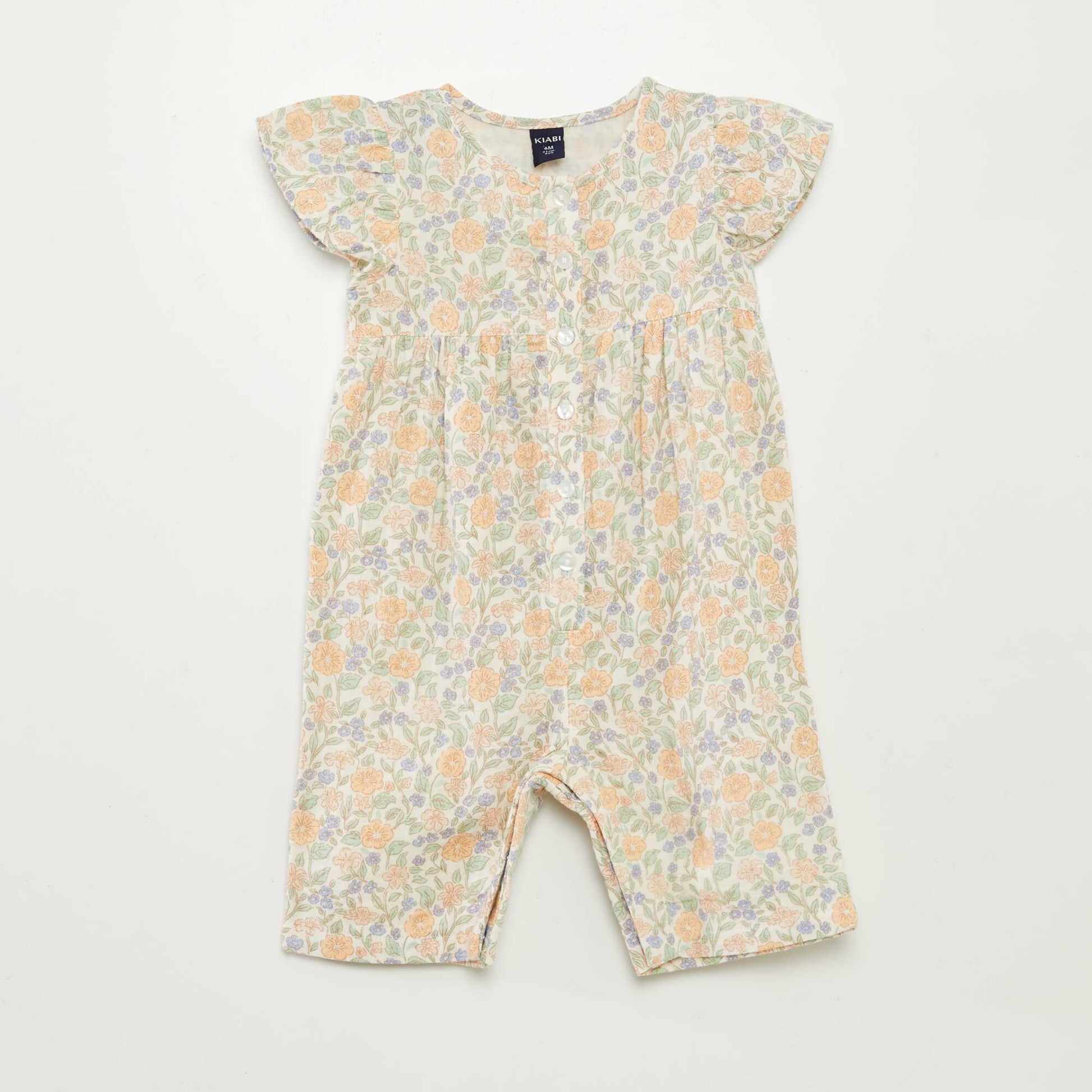 Long cotton gauze romper BLUE