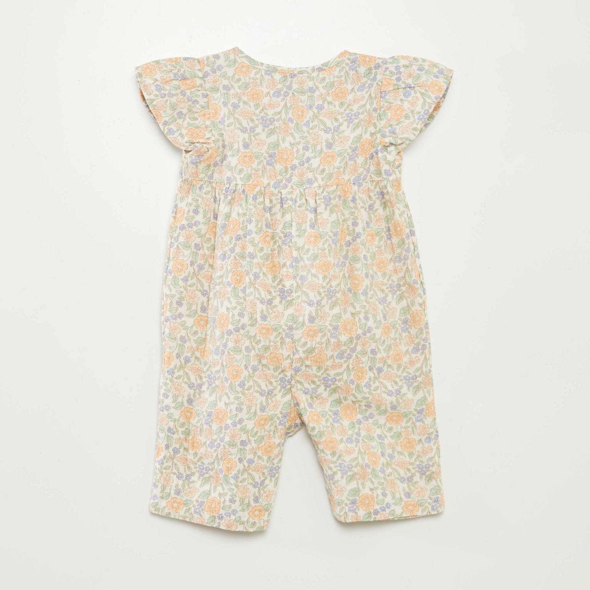 Long cotton gauze romper BLUE