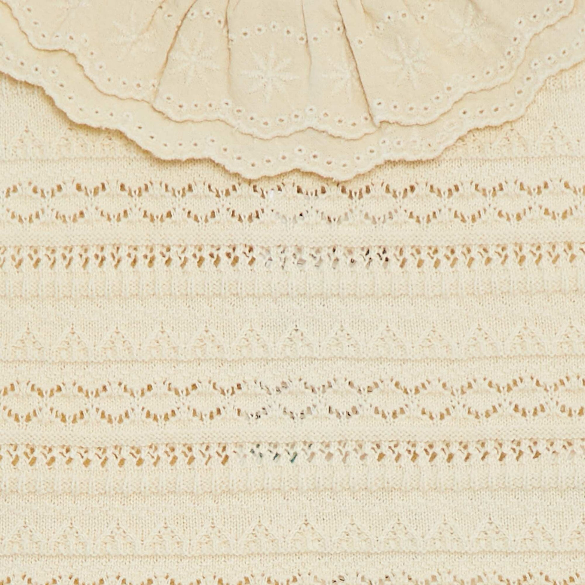 Sleeveless openwork knit jumper WHITE