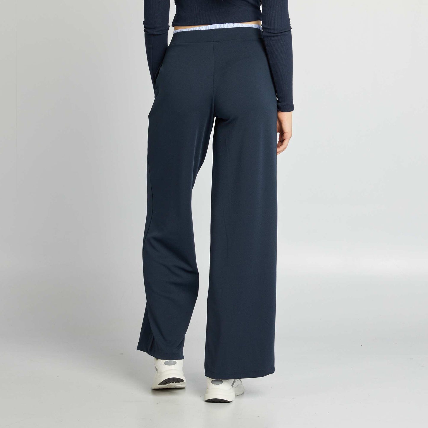 Wide-leg joggers with visible boxer waistband effect BLUE