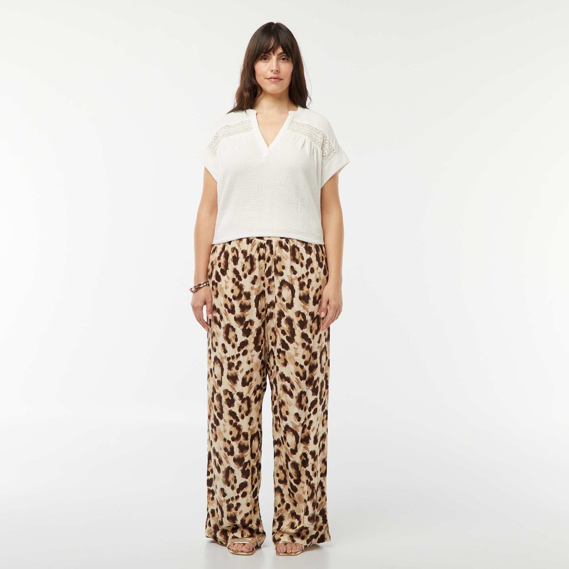 Double cotton gauze blouse WHITE