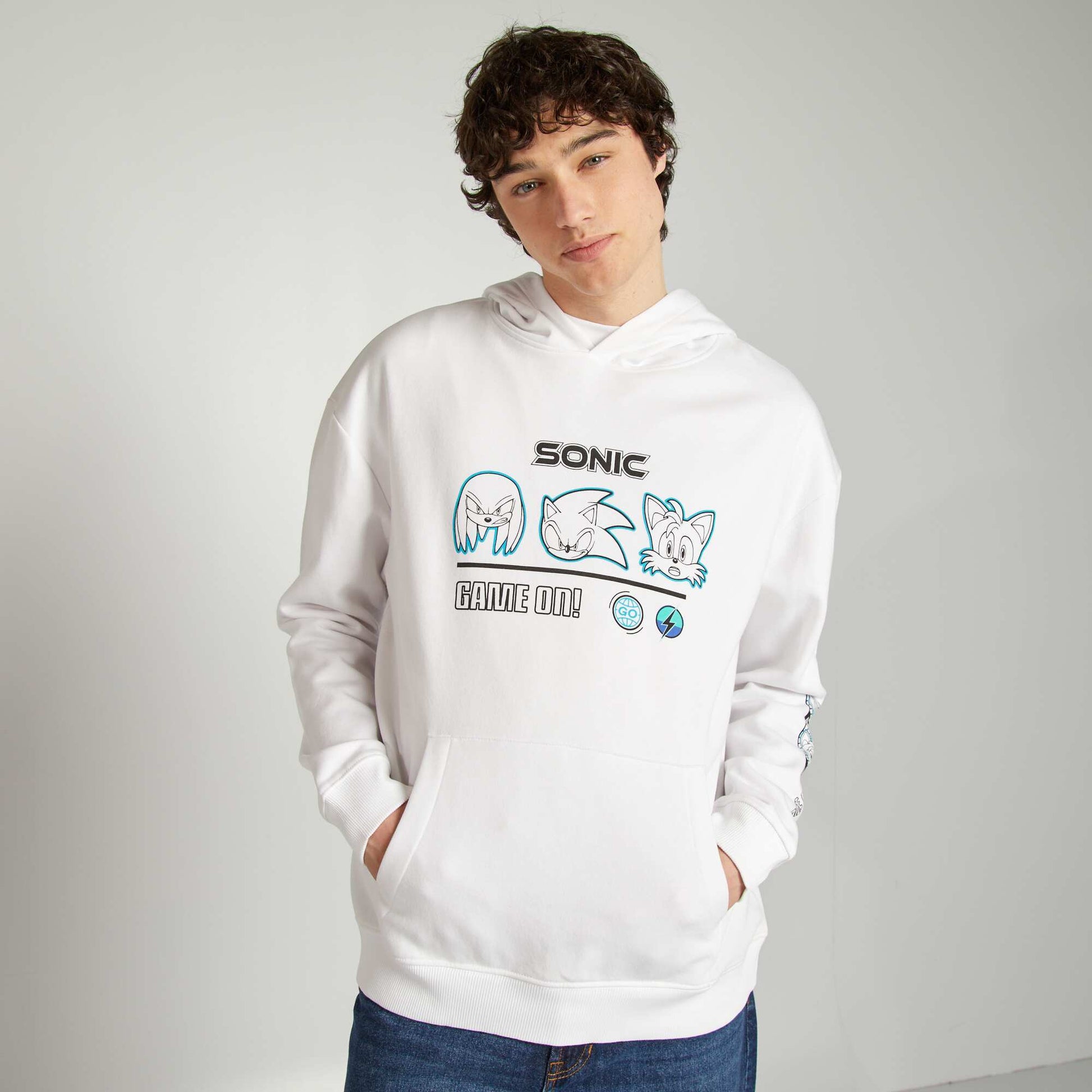 Sonic hoodie with front and back print WHITE