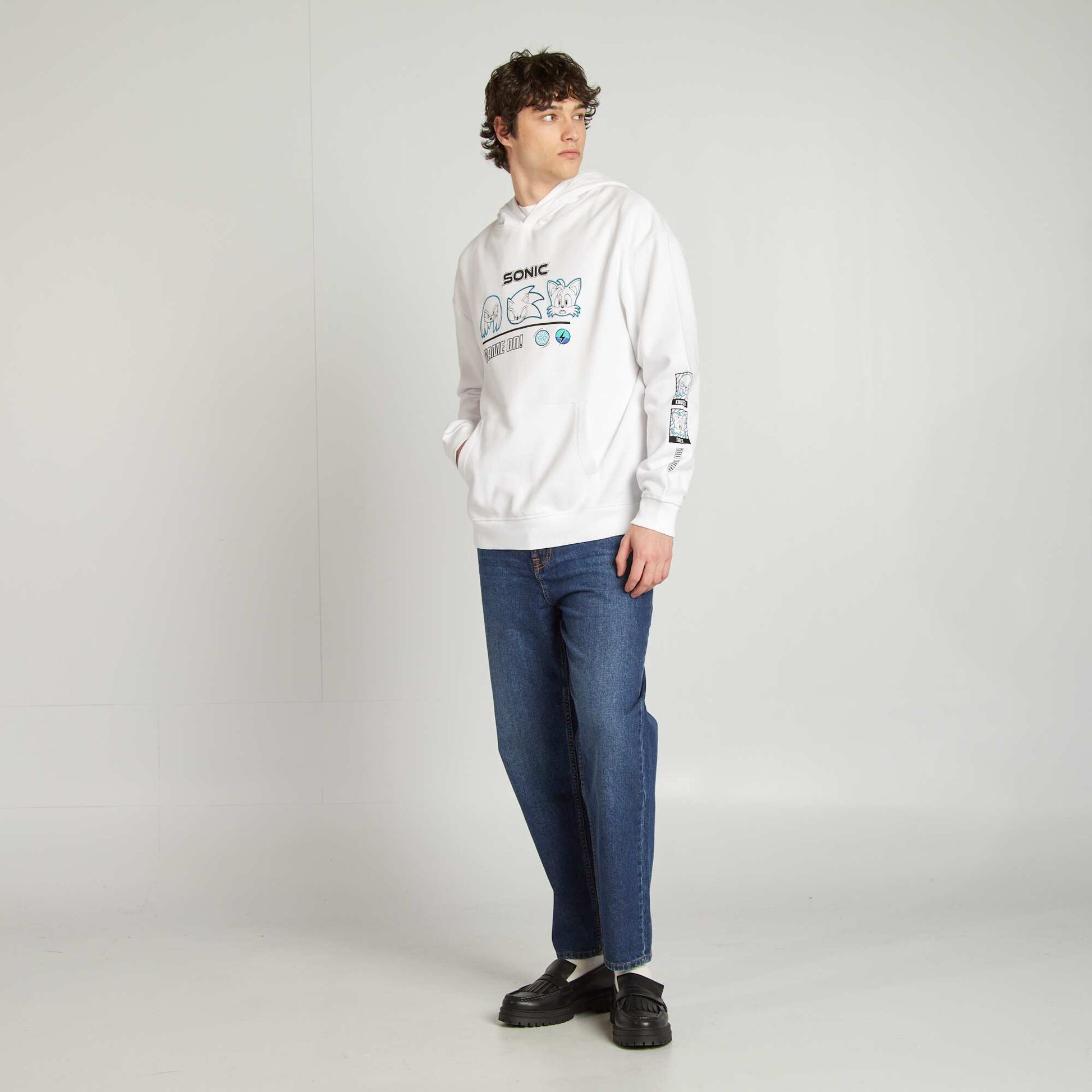 Sonic hoodie with front and back print WHITE