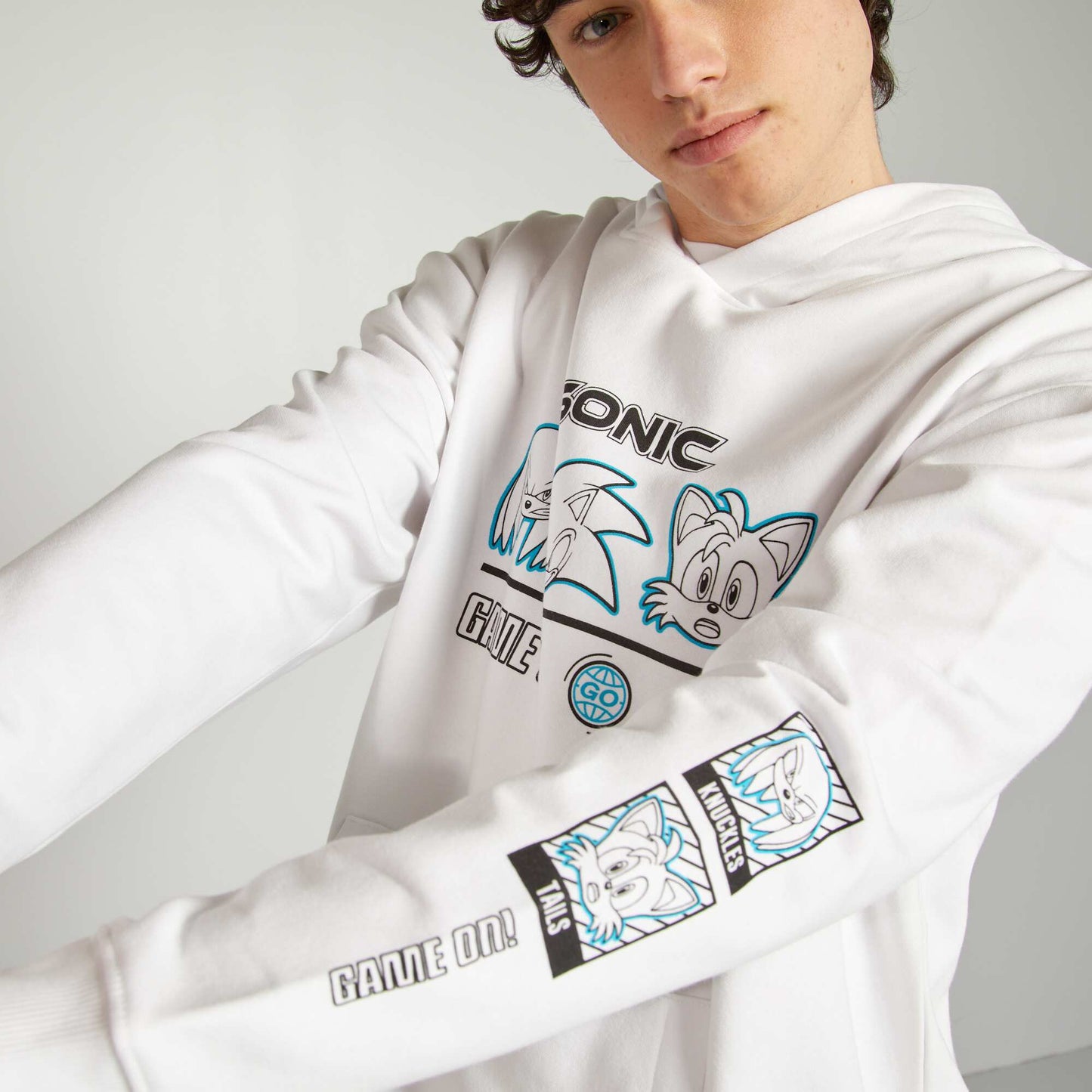 Sonic hoodie with front and back print WHITE