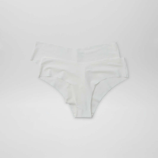 Pack of 2 pairs of seamless microfibre boy shorts WHITE