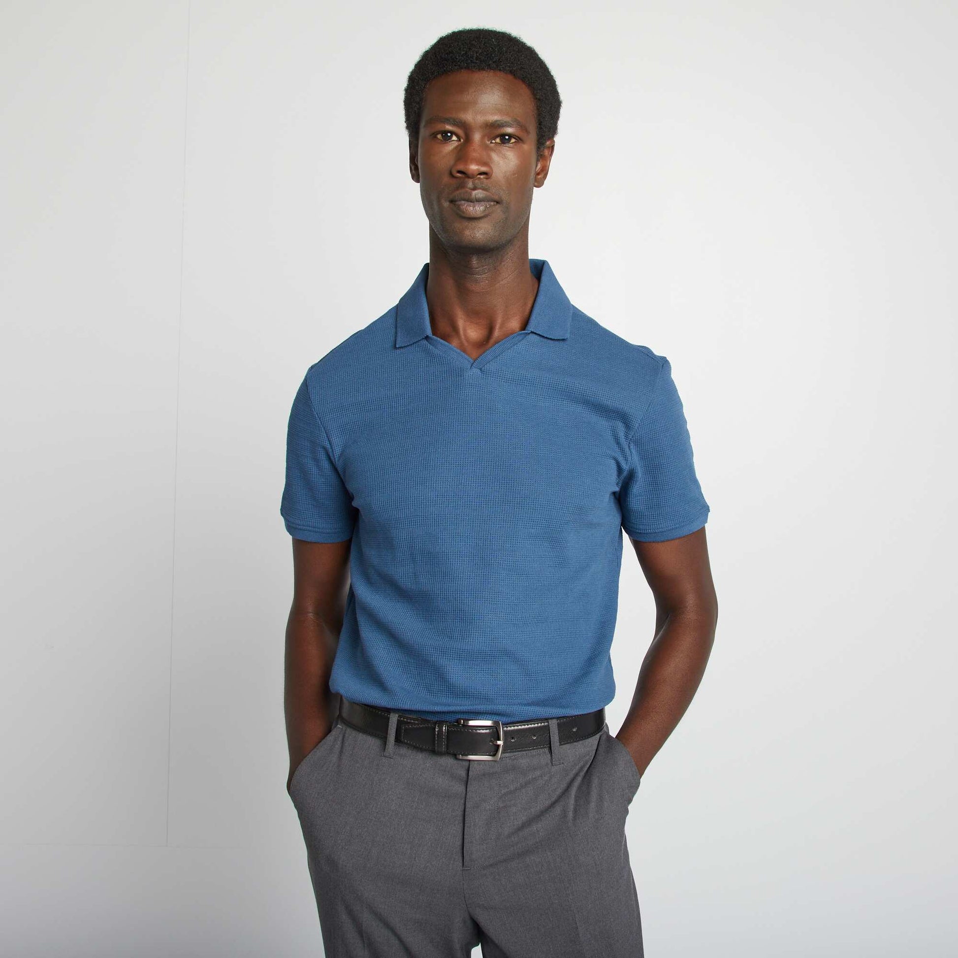Piqué knit polo shirt BLUE