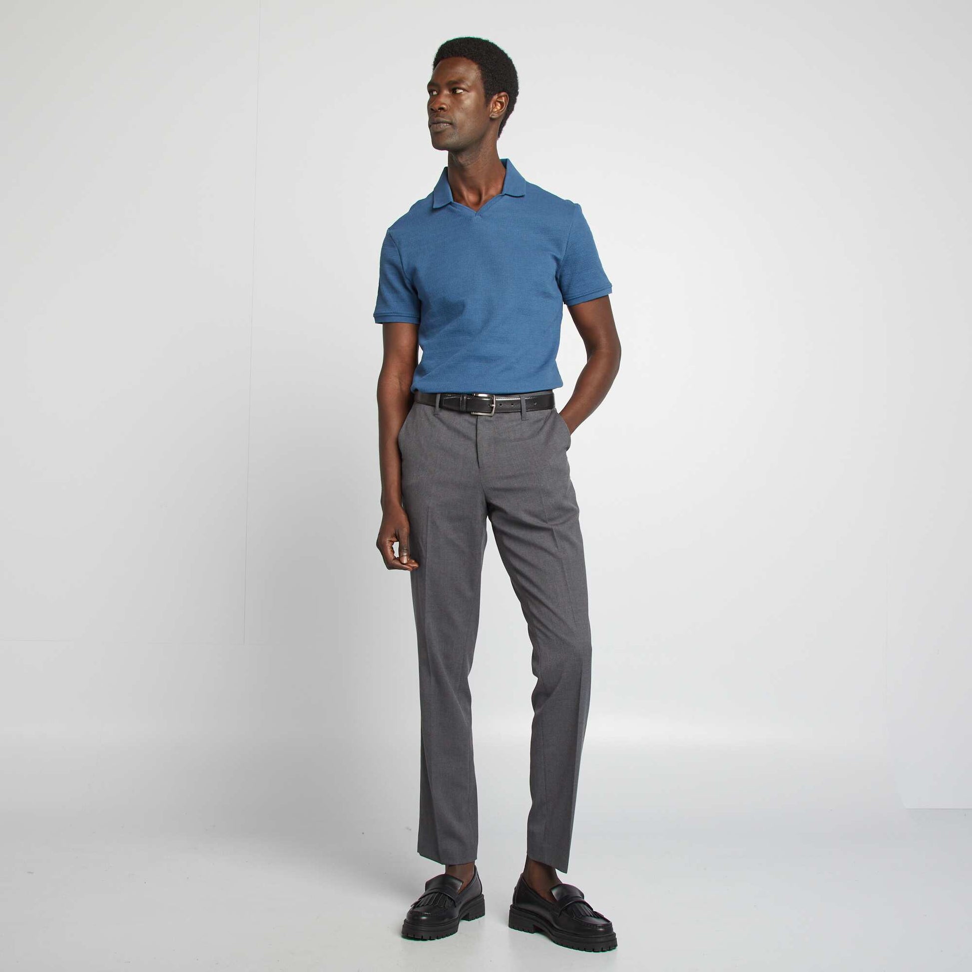 Piqué knit polo shirt BLUE