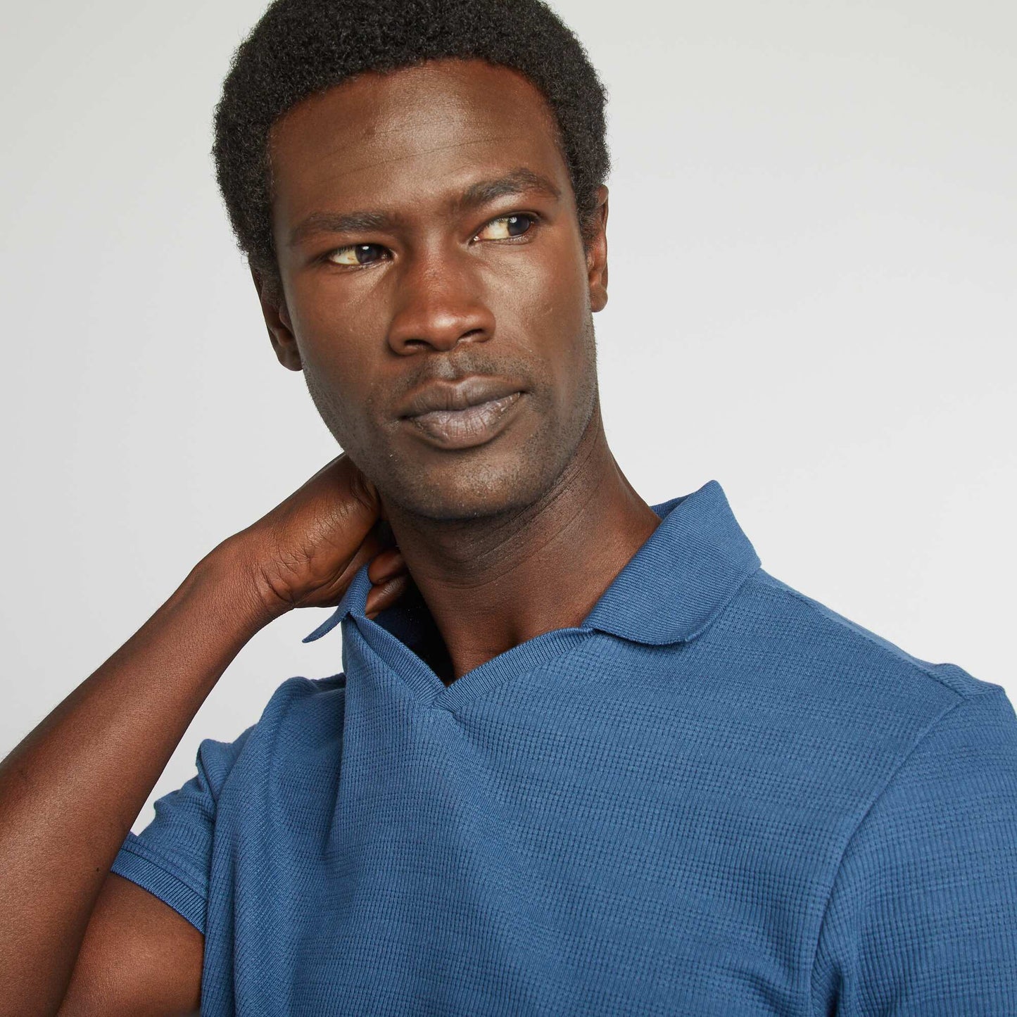 Piqué knit polo shirt BLUE