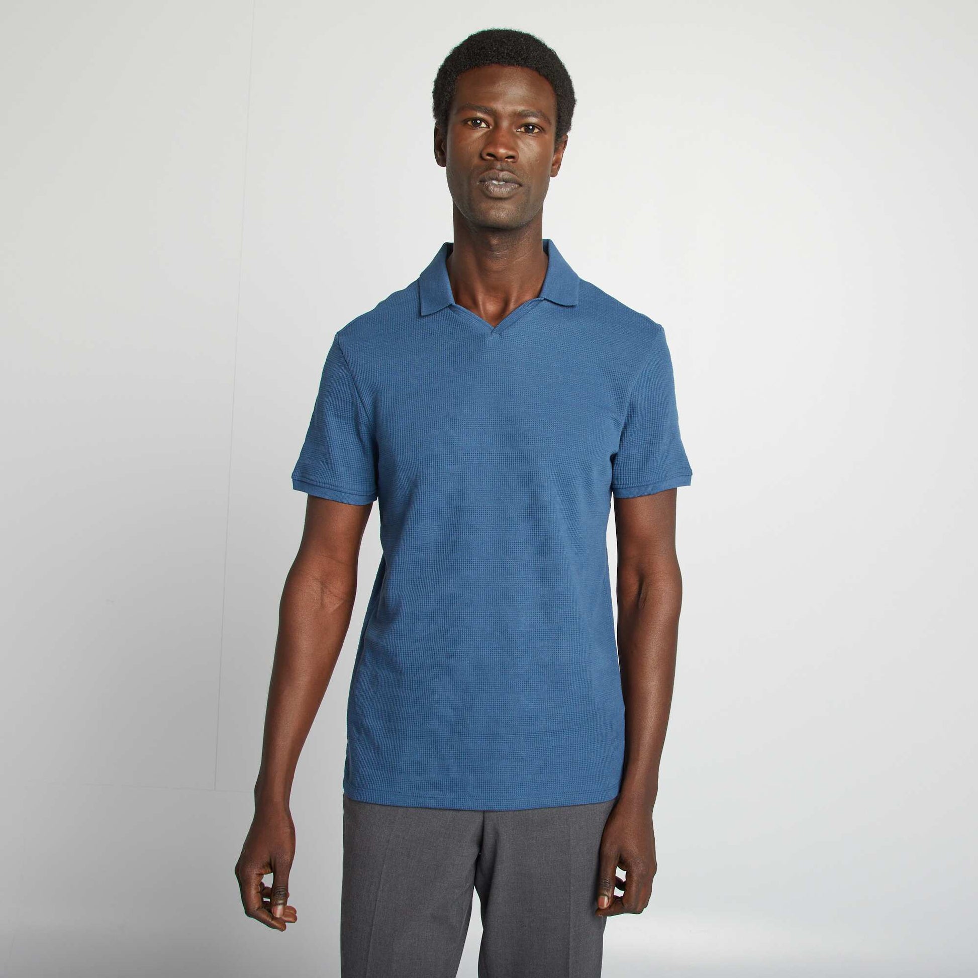 Piqué knit polo shirt BLUE