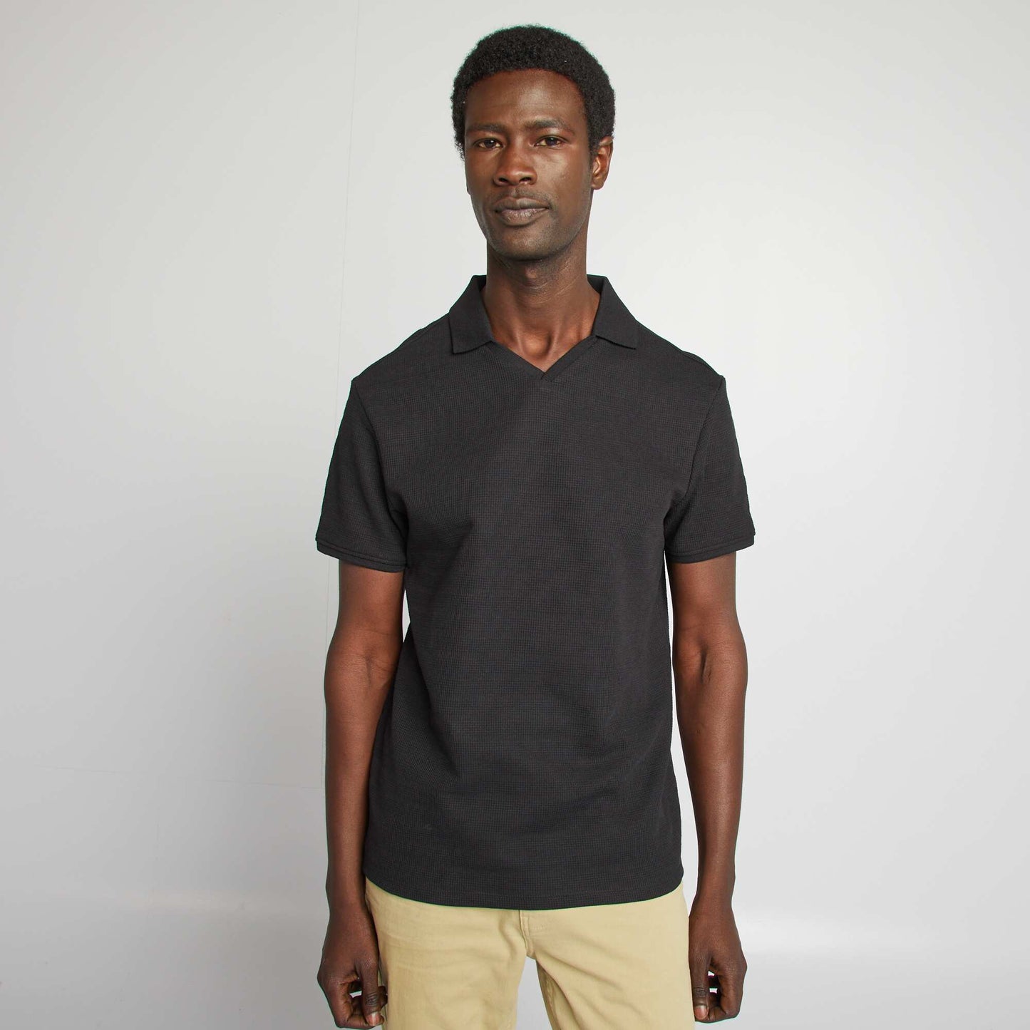 Piqué knit polo shirt BLACK