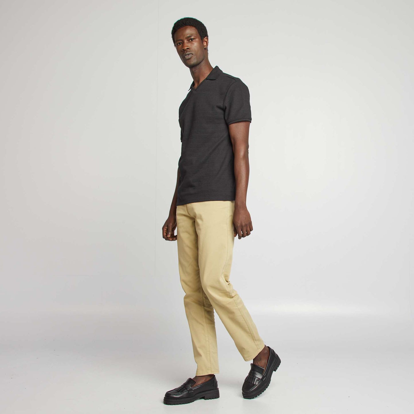 Piqué knit polo shirt BLACK