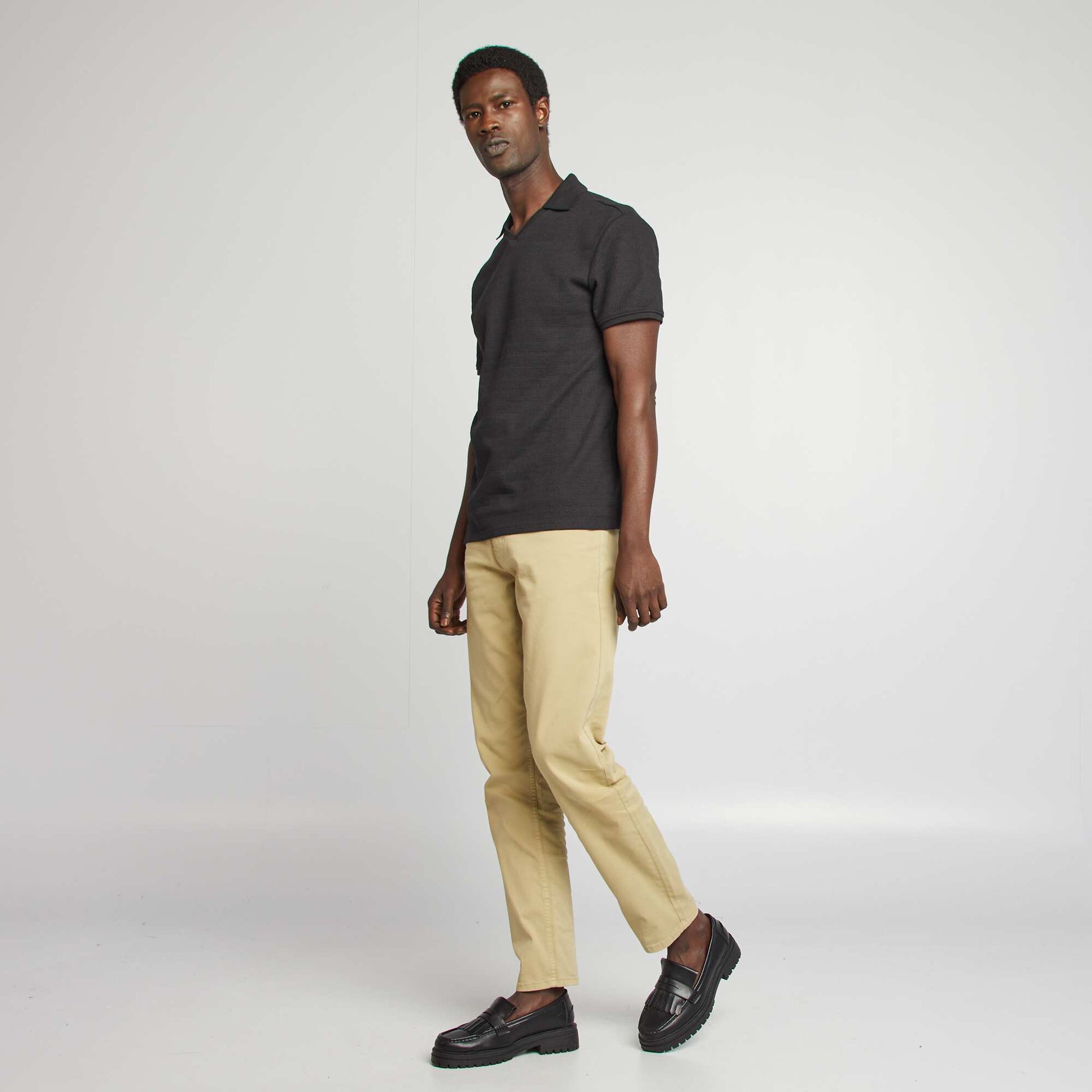 Piqué knit polo shirt BLACK