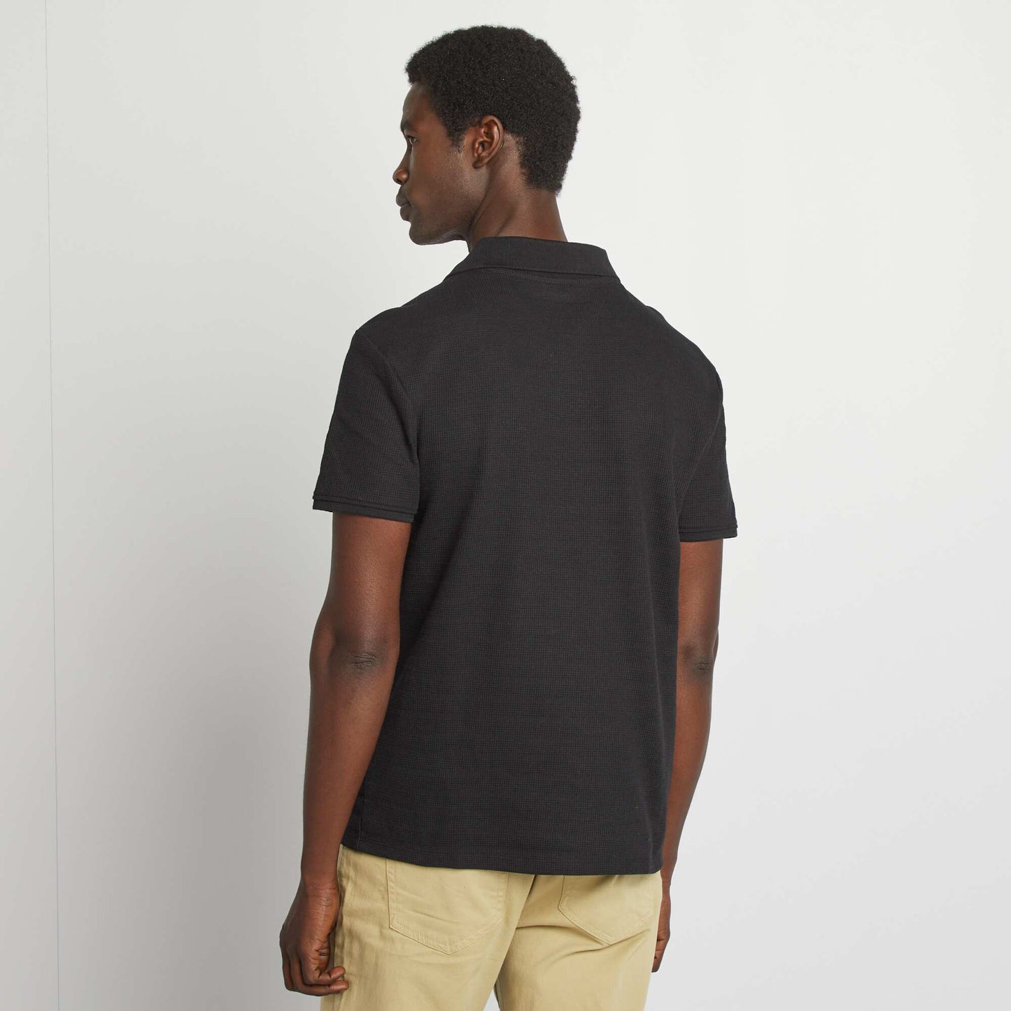 Piqué knit polo shirt BLACK
