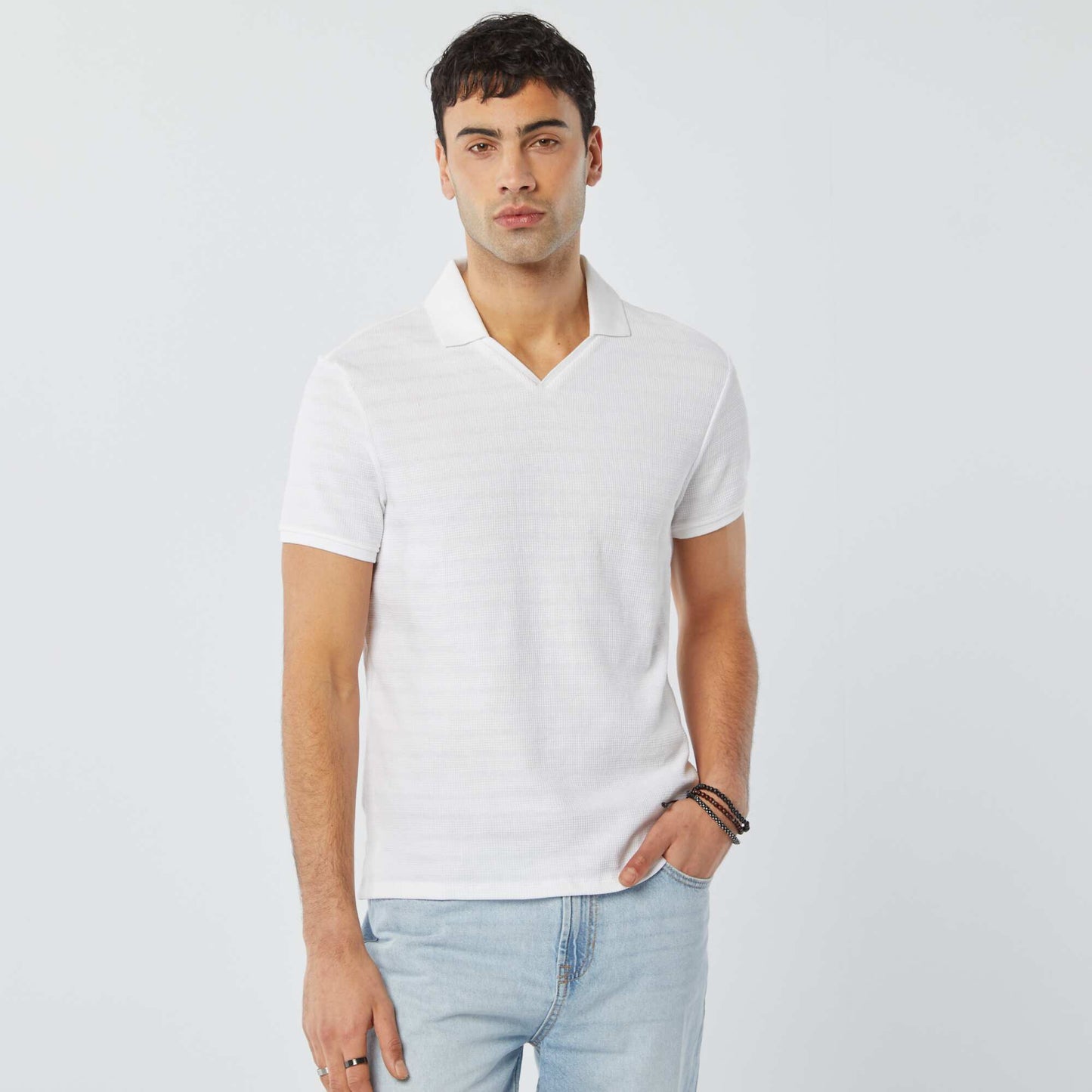 Piqué knit polo shirt WHITE