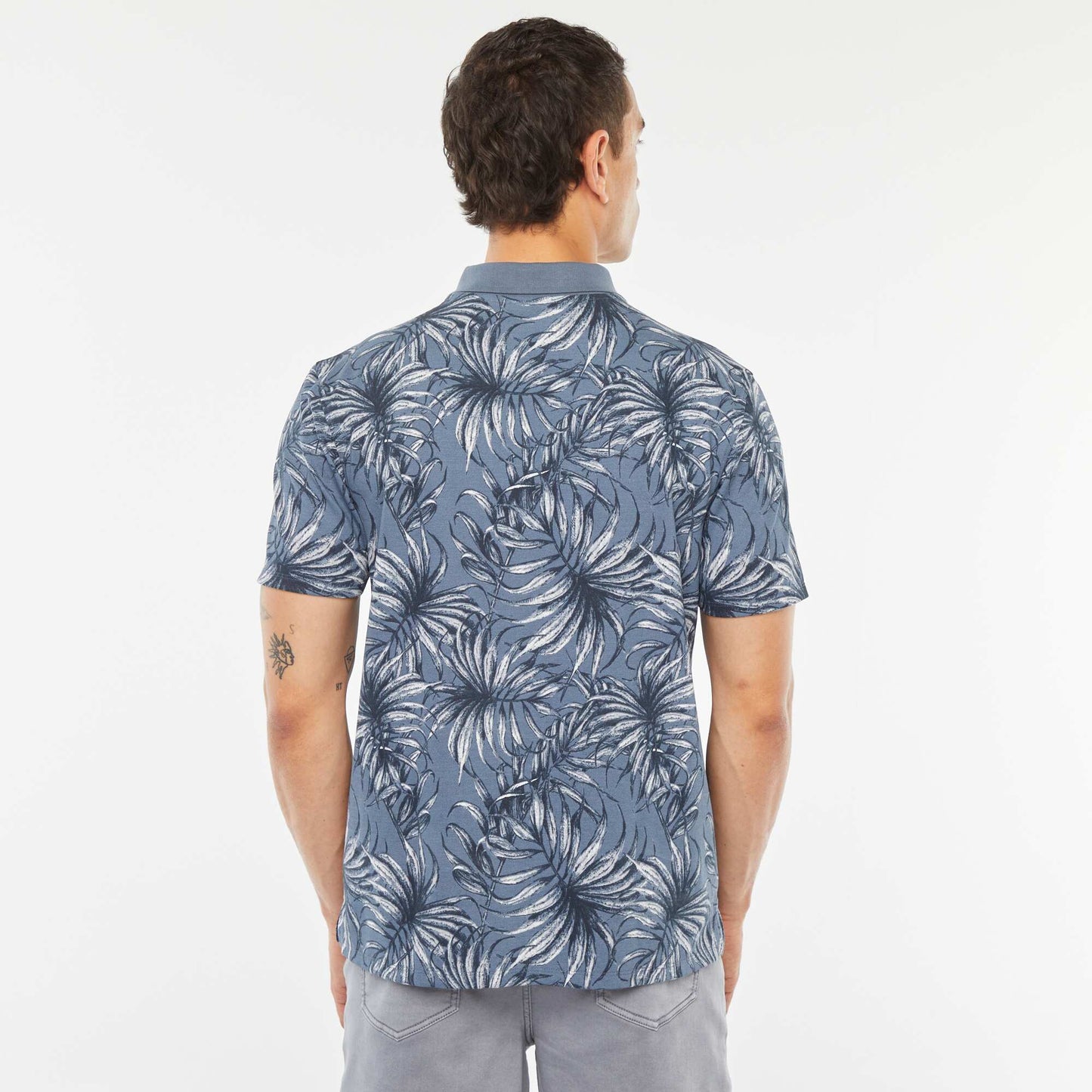 Printed cotton piqué polo shirt BLUE