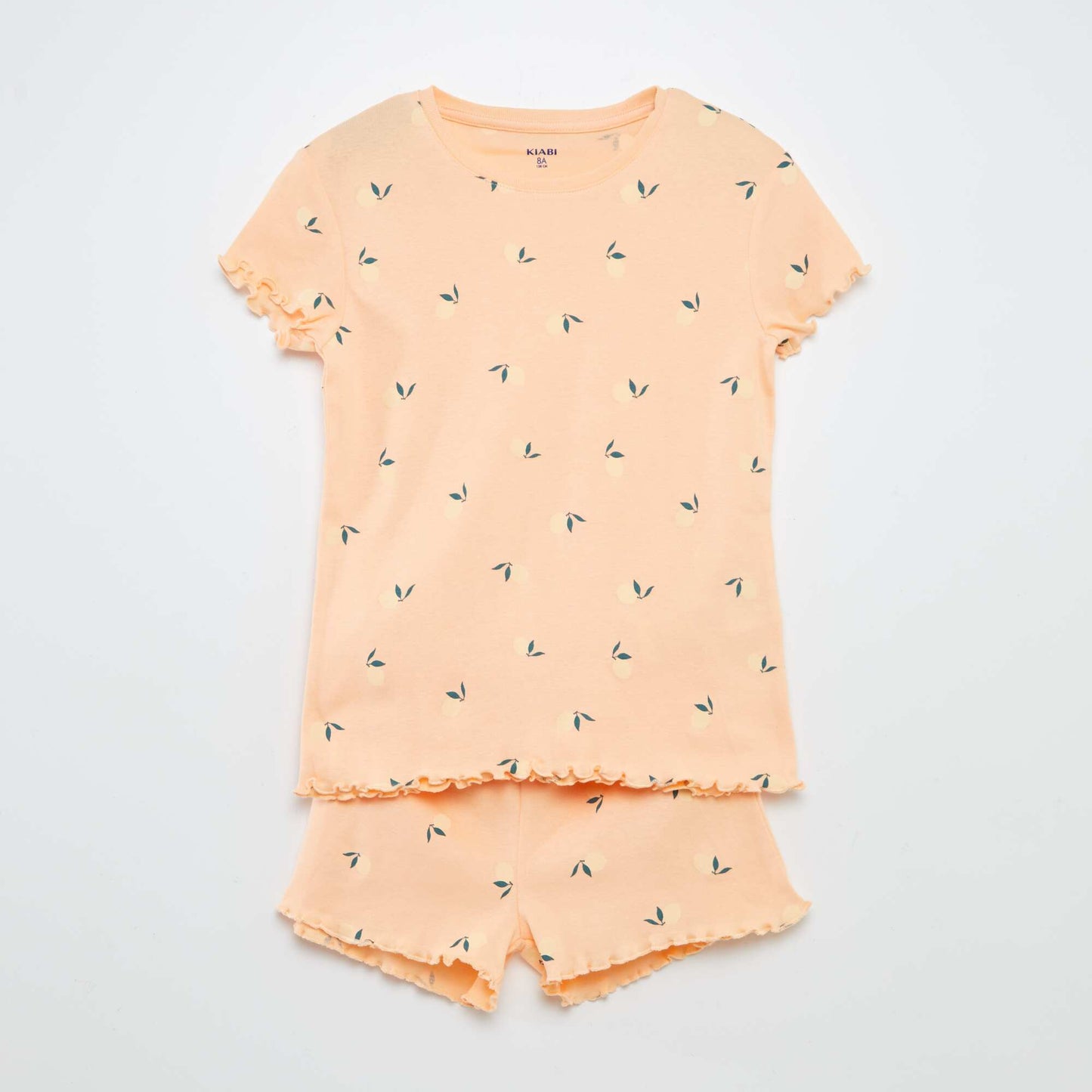 Printed T-shirt + shorts pyjama set with scalloped hems - 2-piece set ORANGE