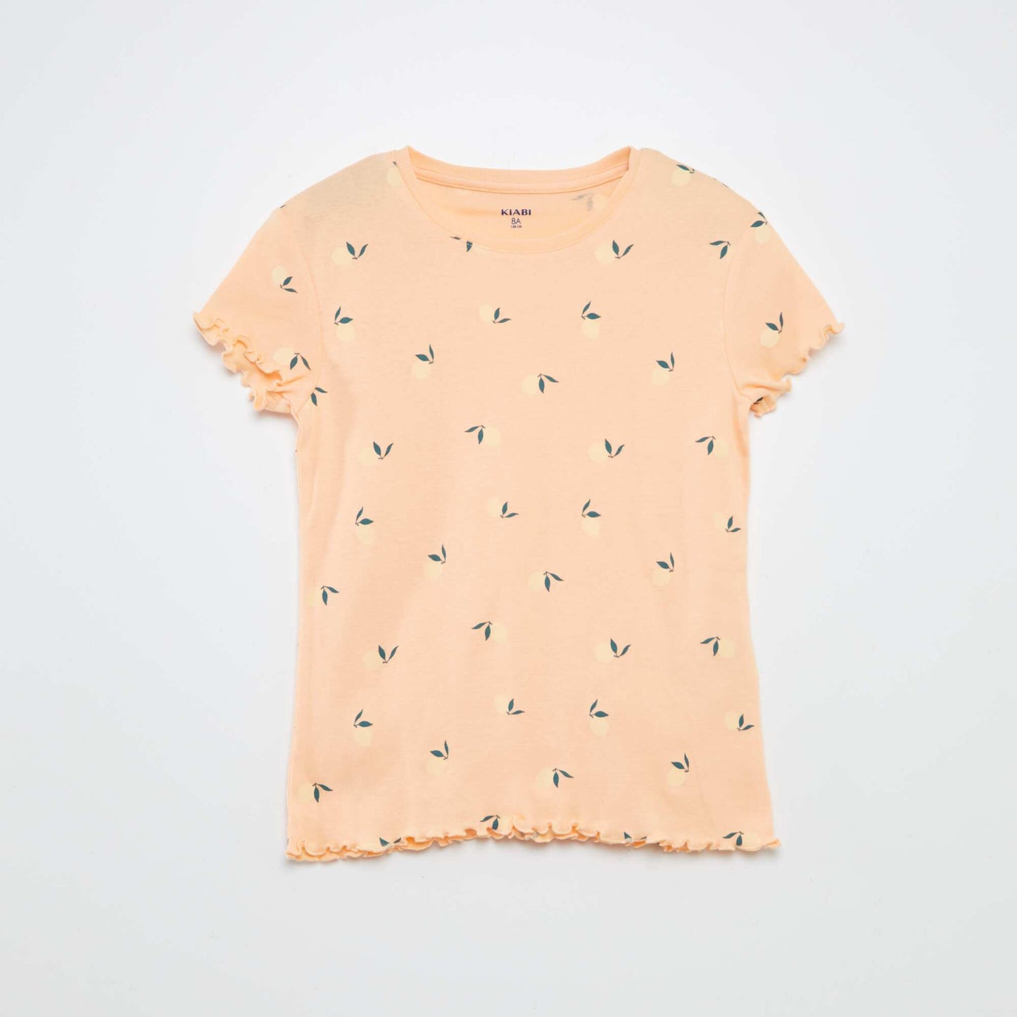 Printed T-shirt + shorts pyjama set with scalloped hems - 2-piece set ORANGE