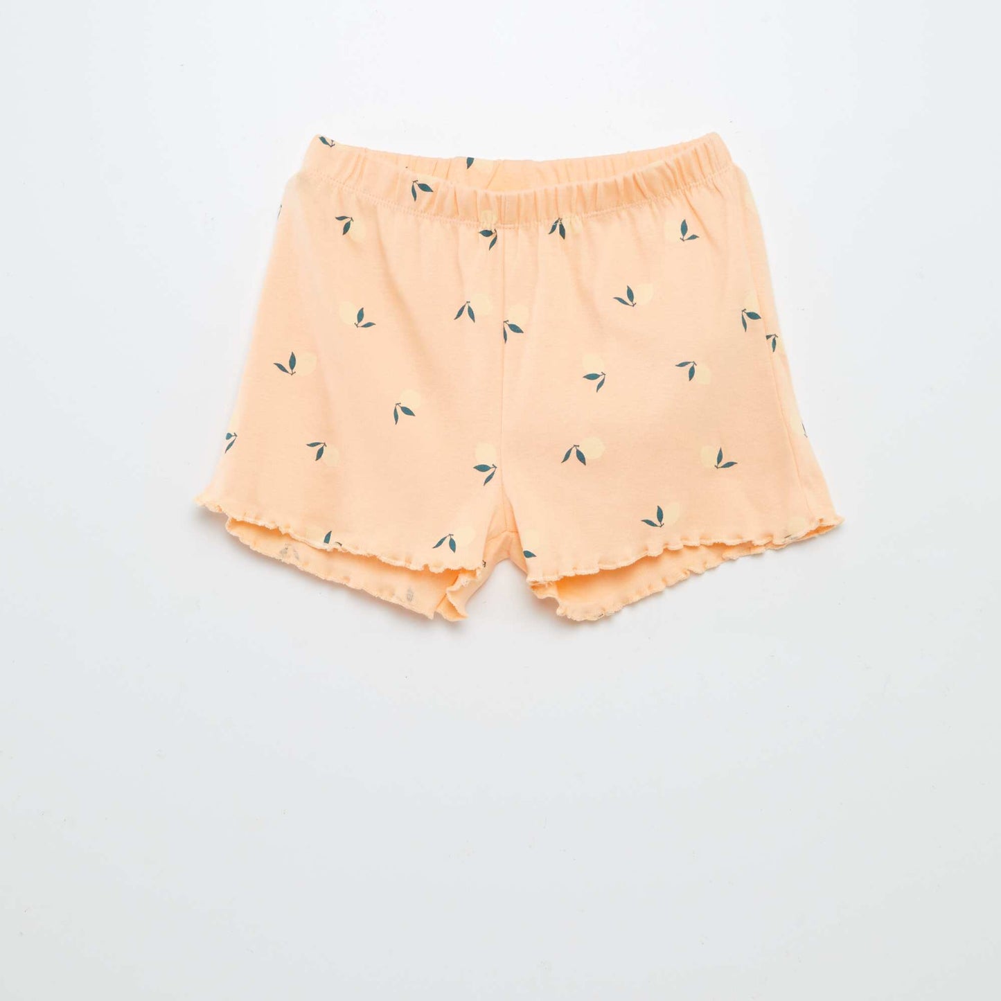 Printed T-shirt + shorts pyjama set with scalloped hems - 2-piece set ORANGE