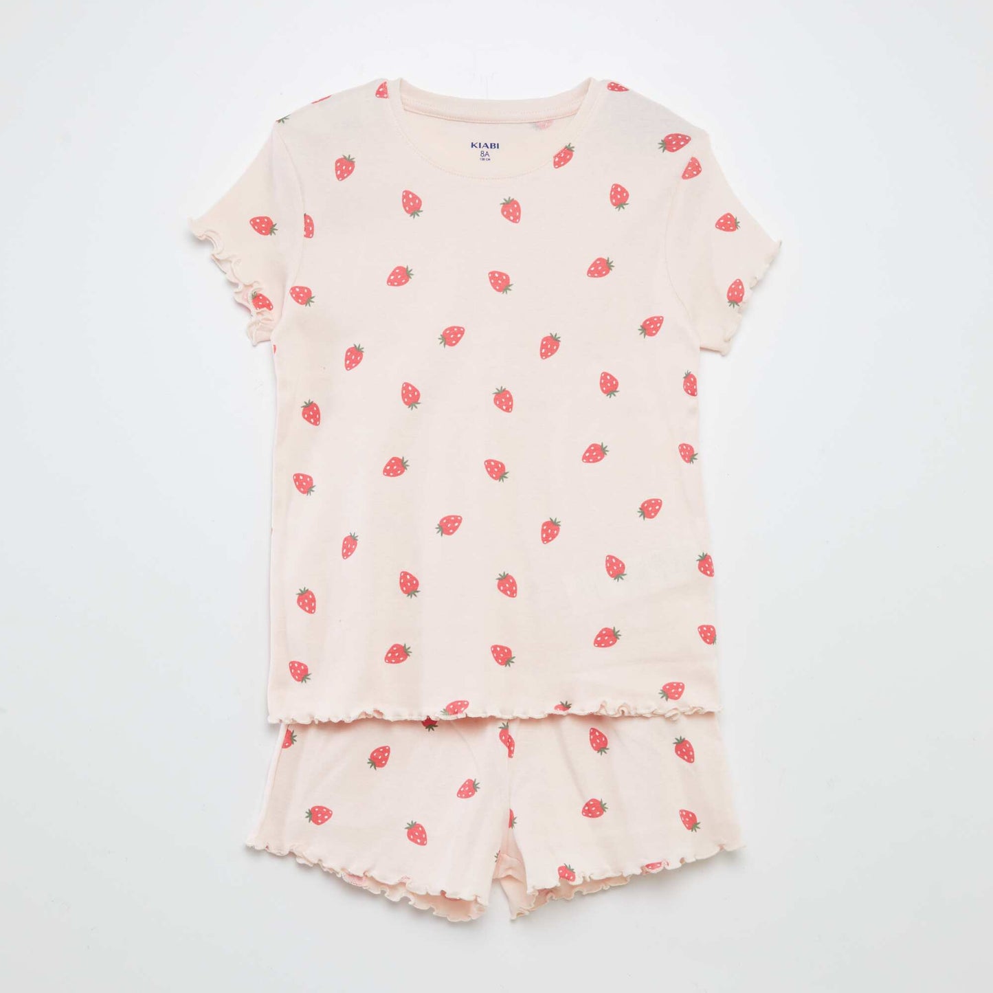 Printed T-shirt + shorts pyjama set with scalloped hems - 2-piece set PINK