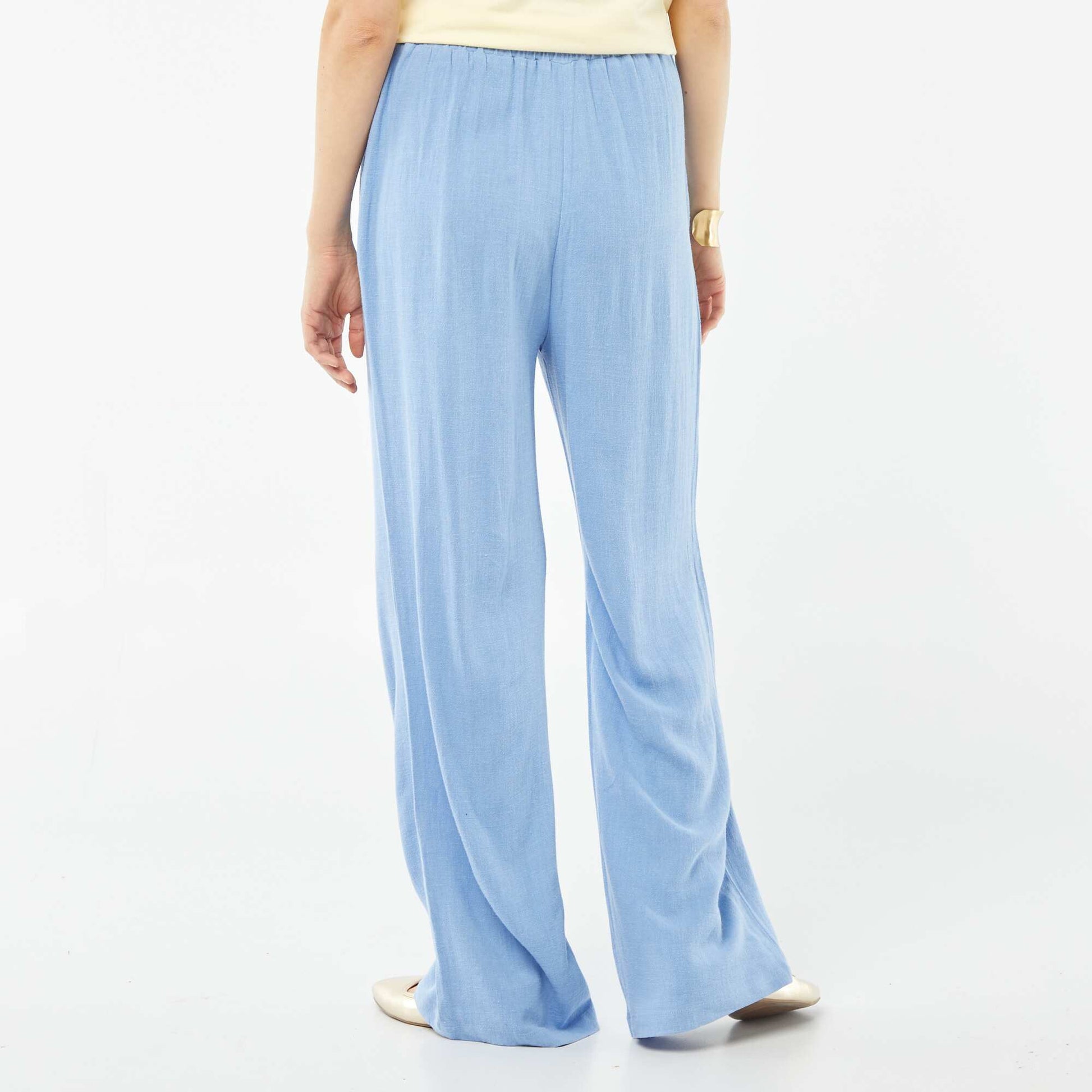 Wide-leg linen-blend trousers BLUE