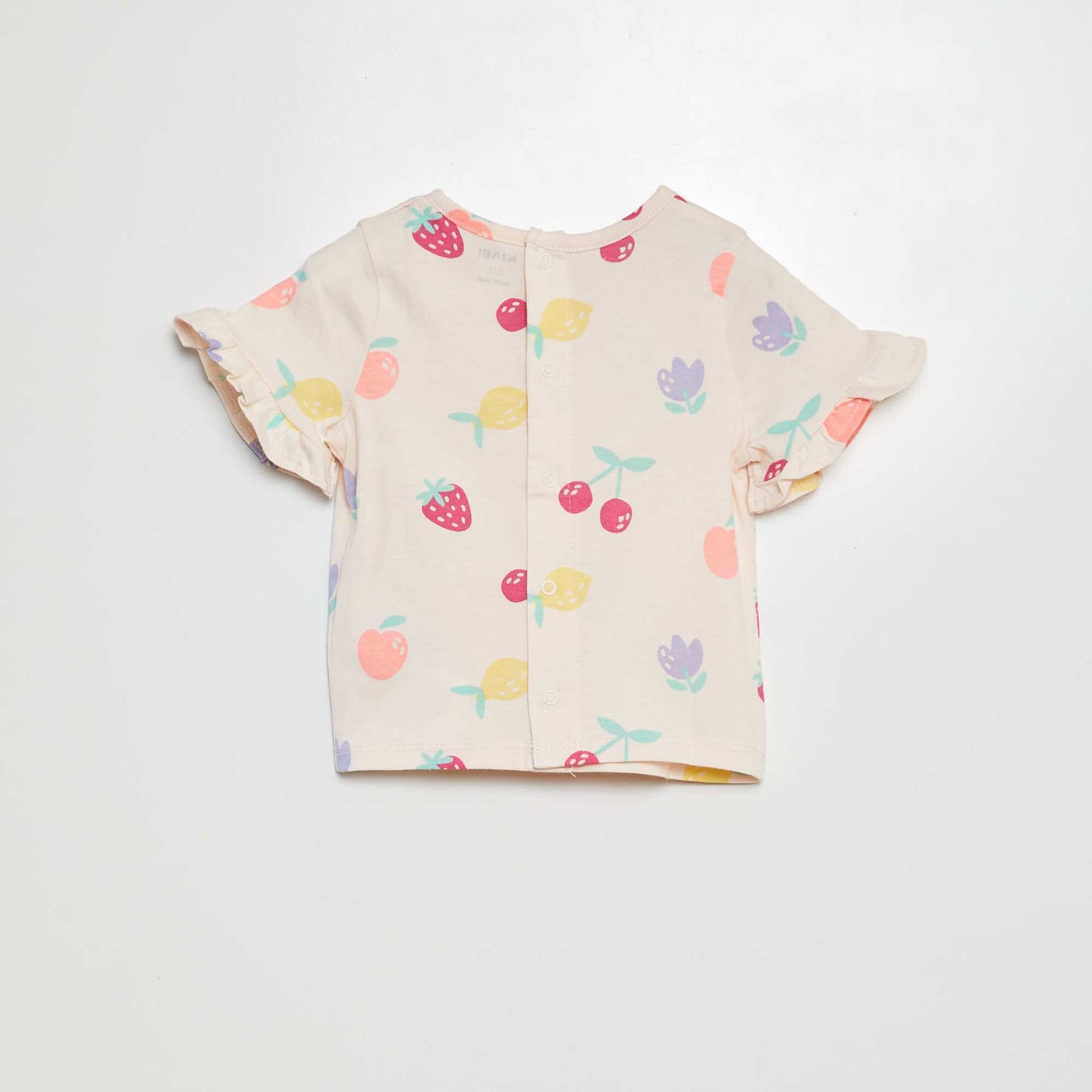 Printed T-shirt with short ruffled sleeves PINK