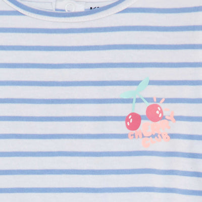 Printed T-shirt with short ruffled sleeves WHITE