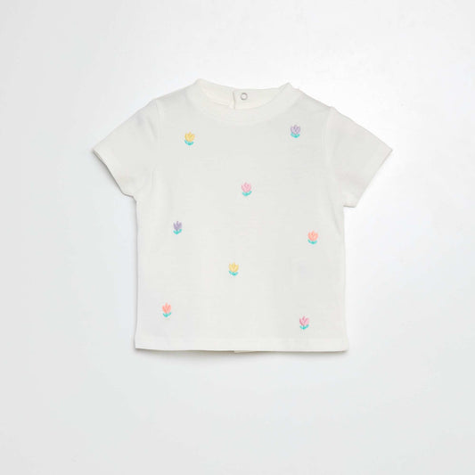 T-shirt with embroidered patterns WHITE