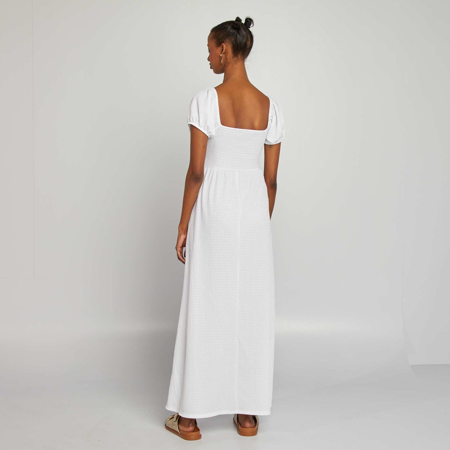 Crepe fabric maxi dress white