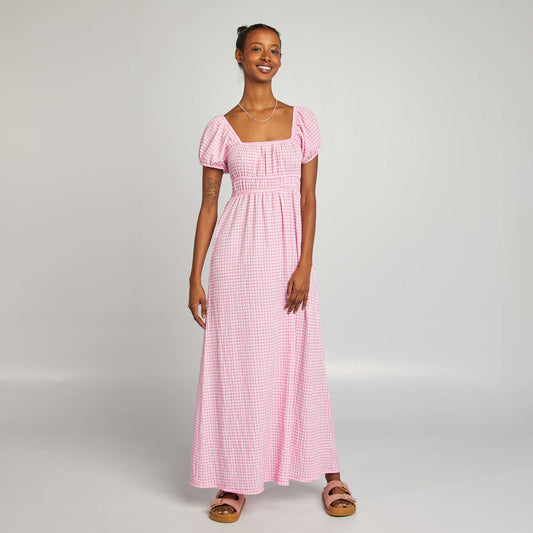 Crepe fabric maxi dress PINK