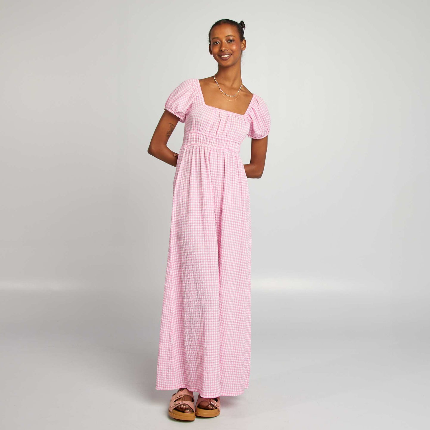 Crepe fabric maxi dress PINK