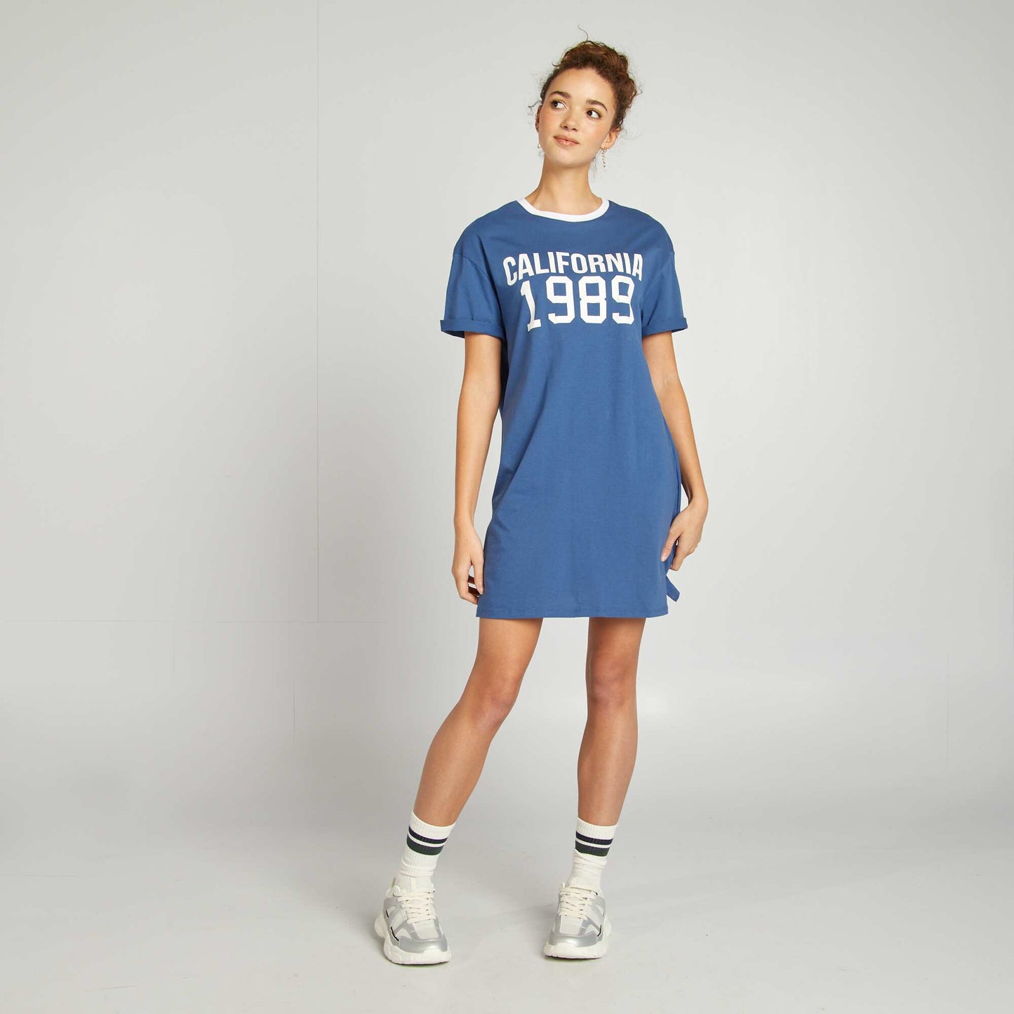 Printed T-shirt dress BLUE