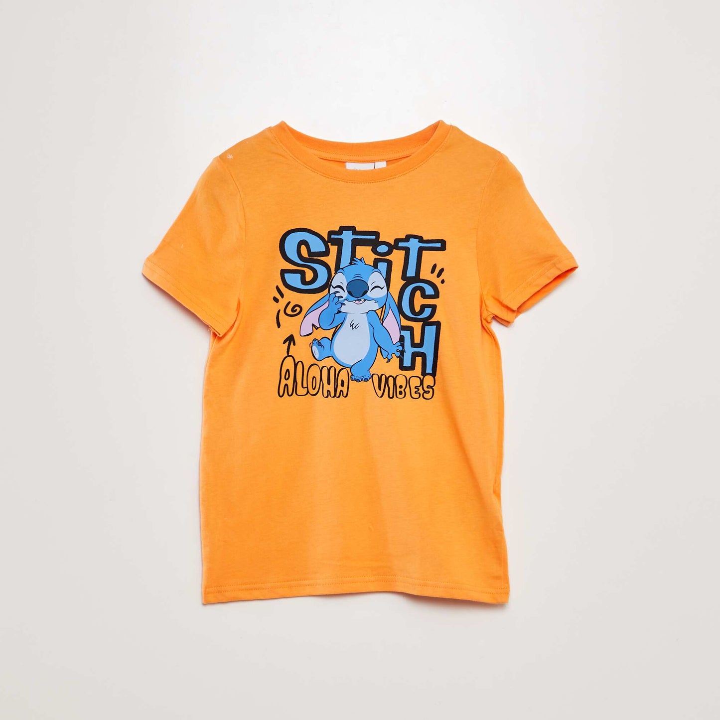 'Stitch' print T-shirt ORANGE