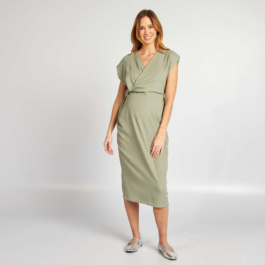 Crêpe knit midi dress GREEN