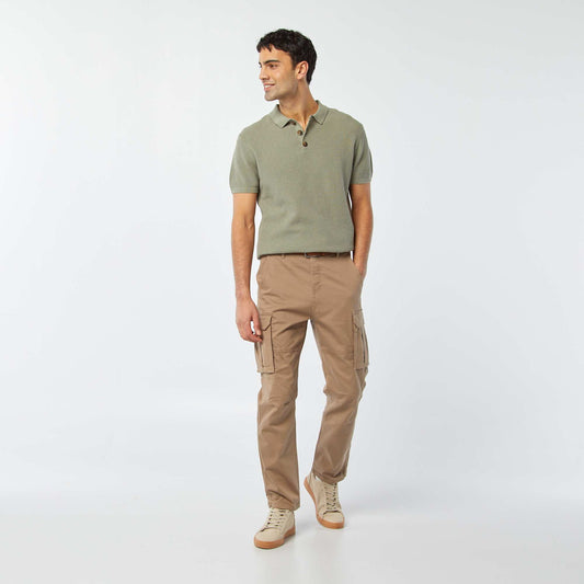 Dobby multi-pocket trousers BROWN