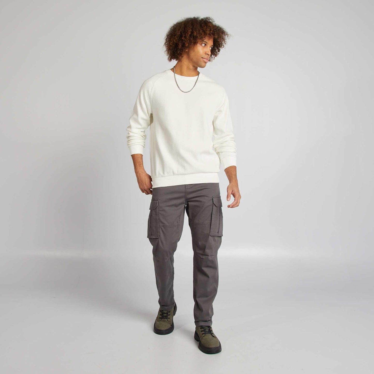 Dobby multi-pocket trousers GREY