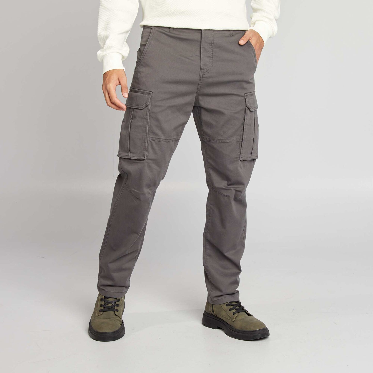 Dobby multi-pocket trousers GREY