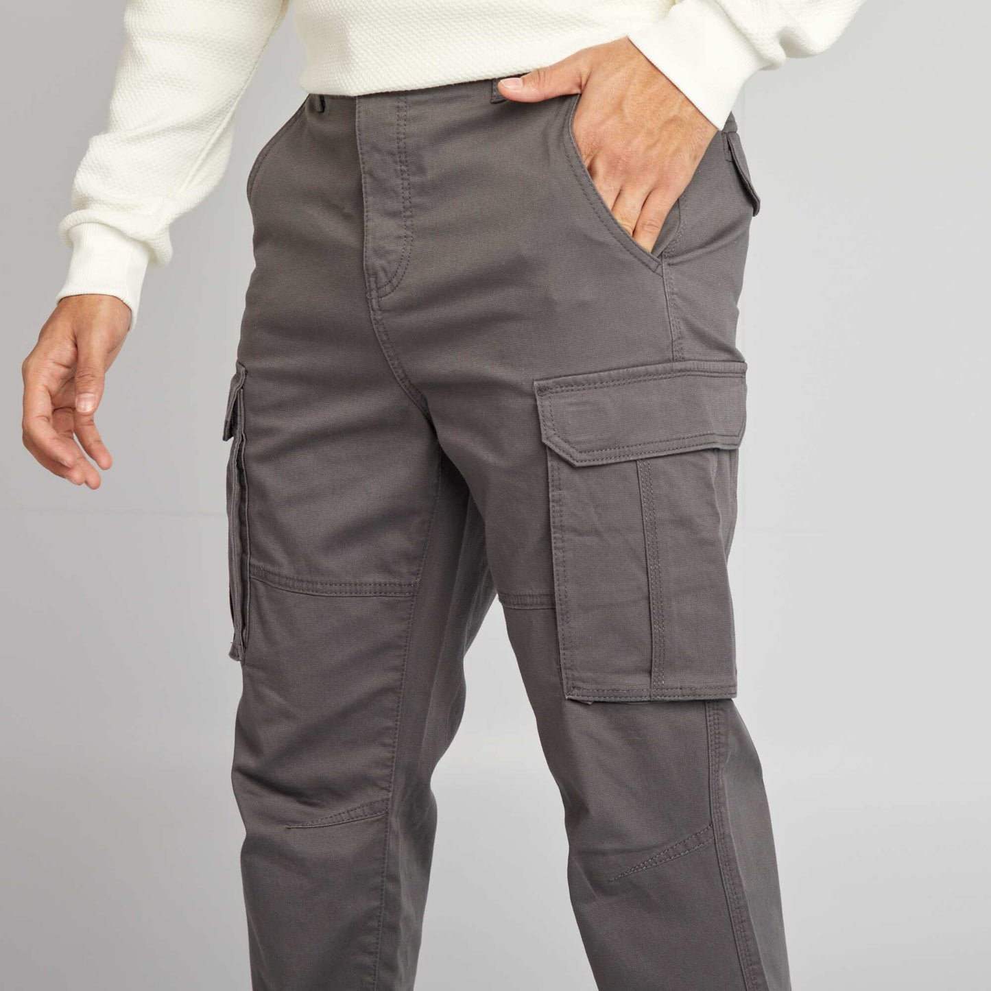 Dobby multi-pocket trousers GREY