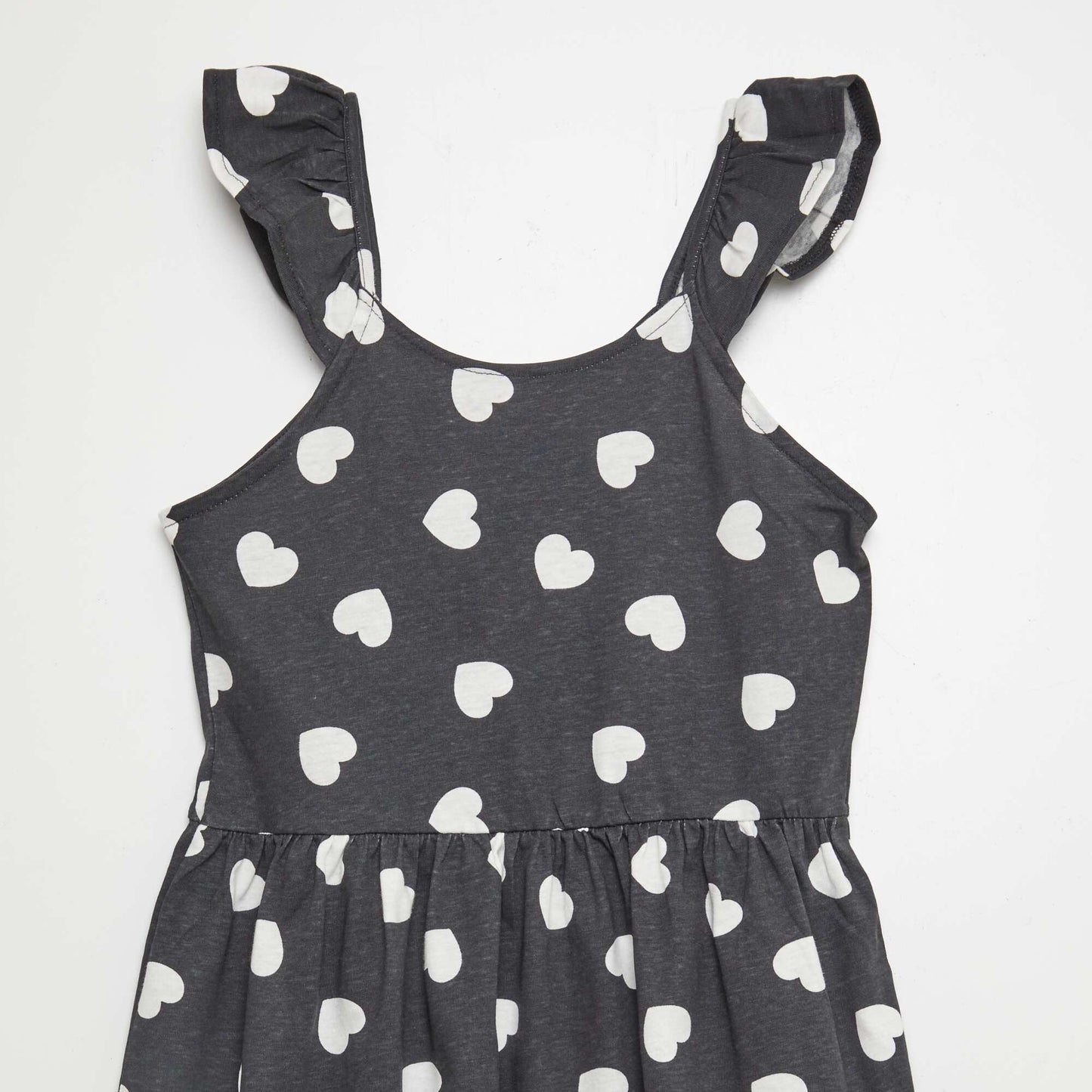 Patterned dress with ruffled straps BLACK