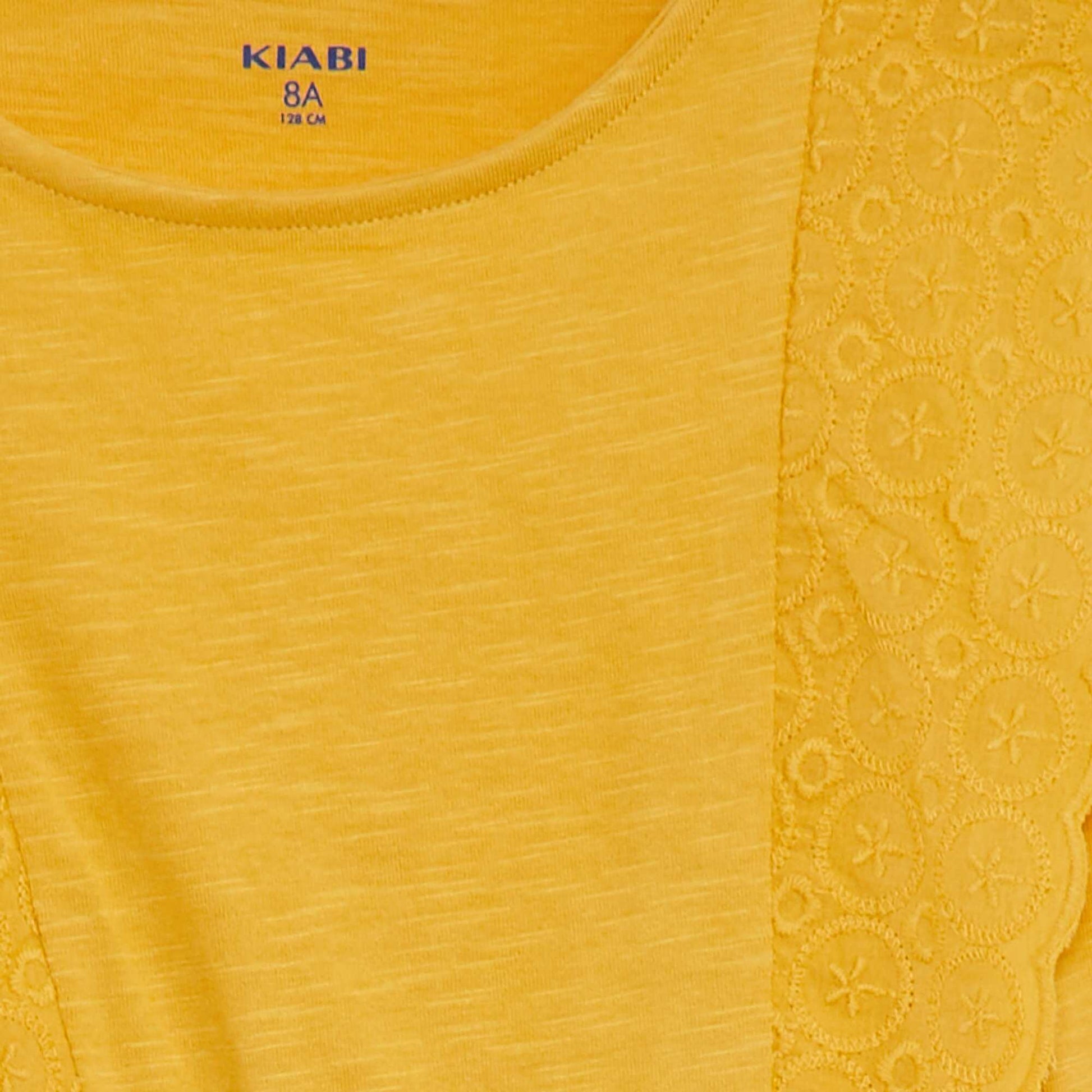 Sleeveless dress with broderie anglaise YELLOW