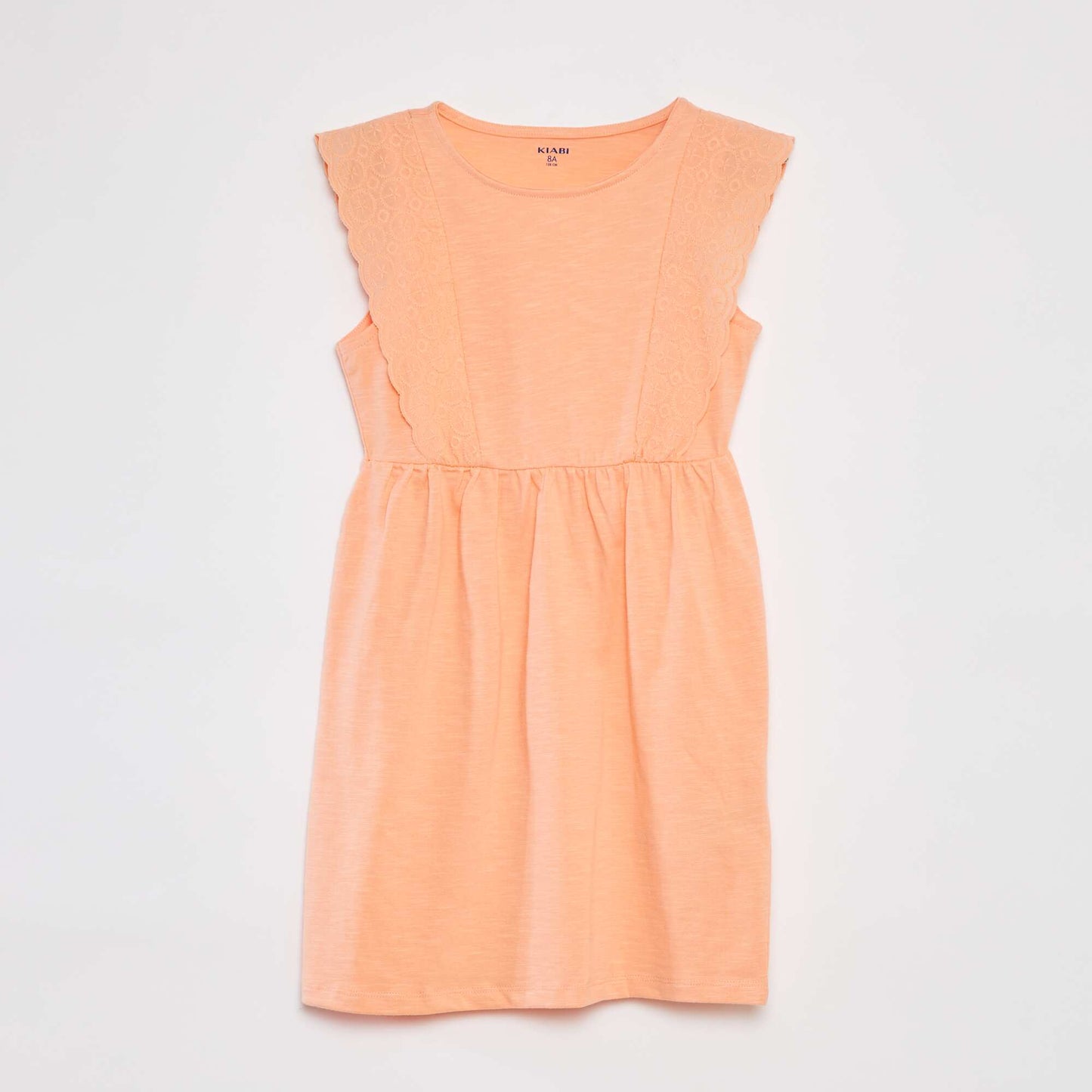 Sleeveless dress with broderie anglaise ORANGE