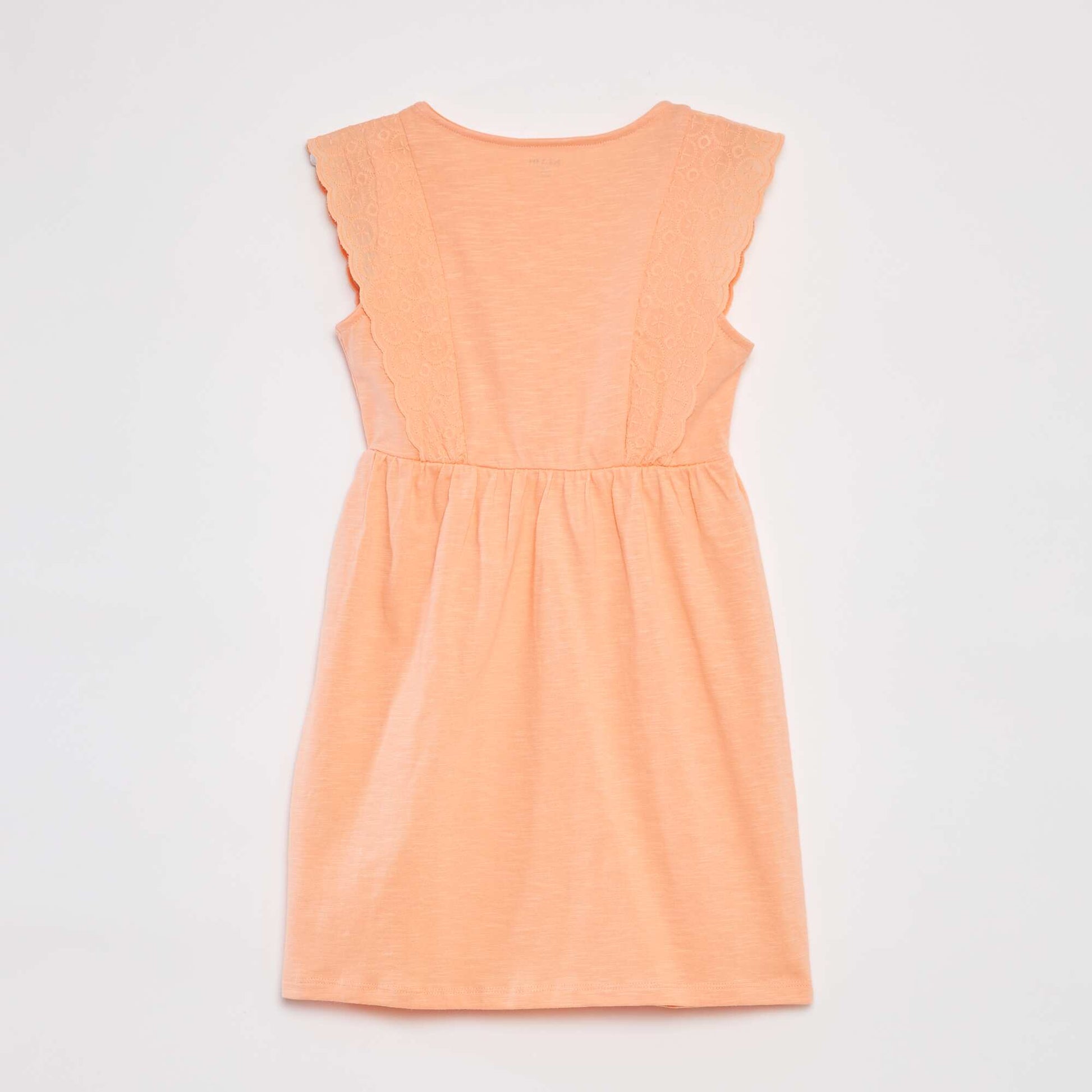 Sleeveless dress with broderie anglaise ORANGE