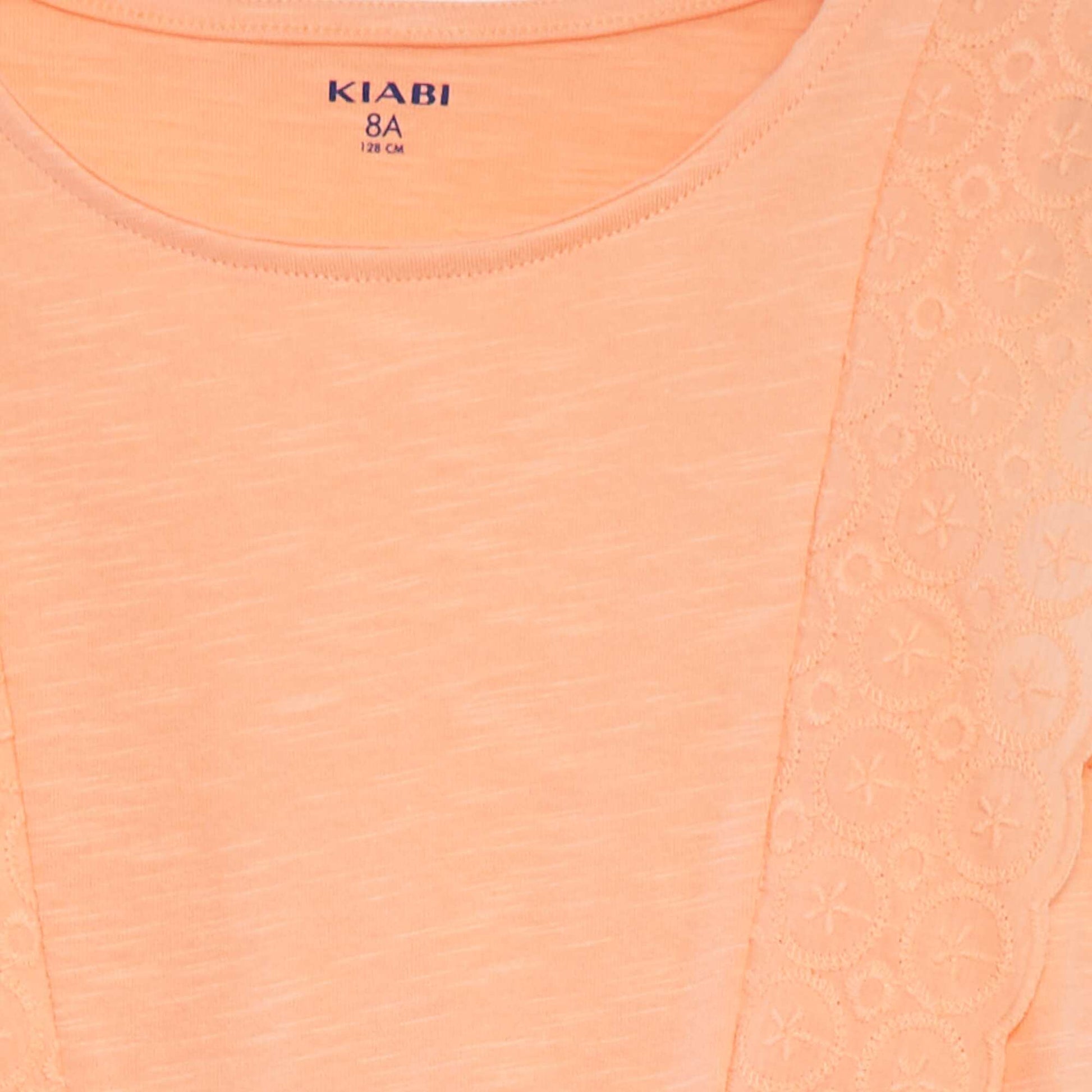 Sleeveless dress with broderie anglaise ORANGE