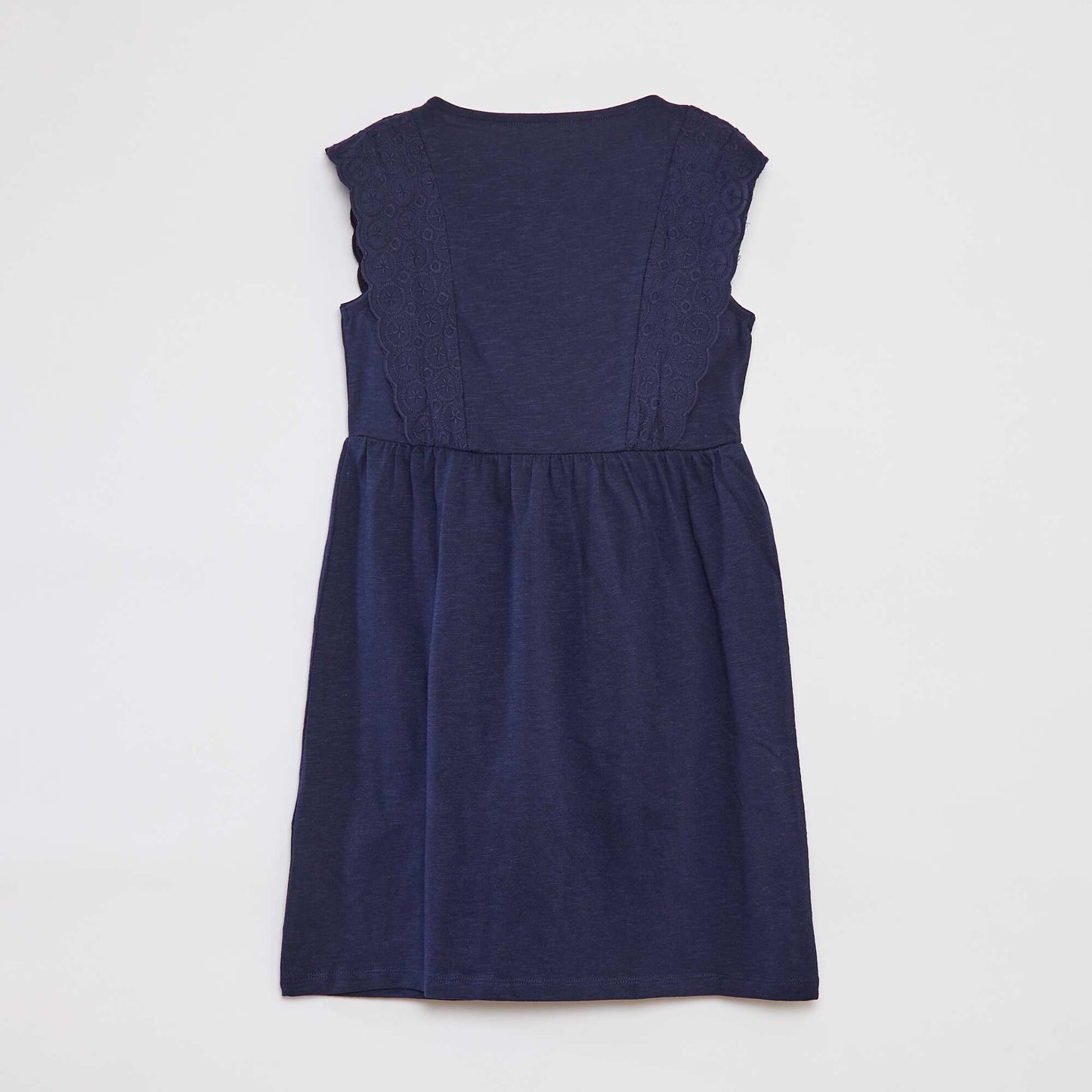 Sleeveless dress with broderie anglaise BLACK