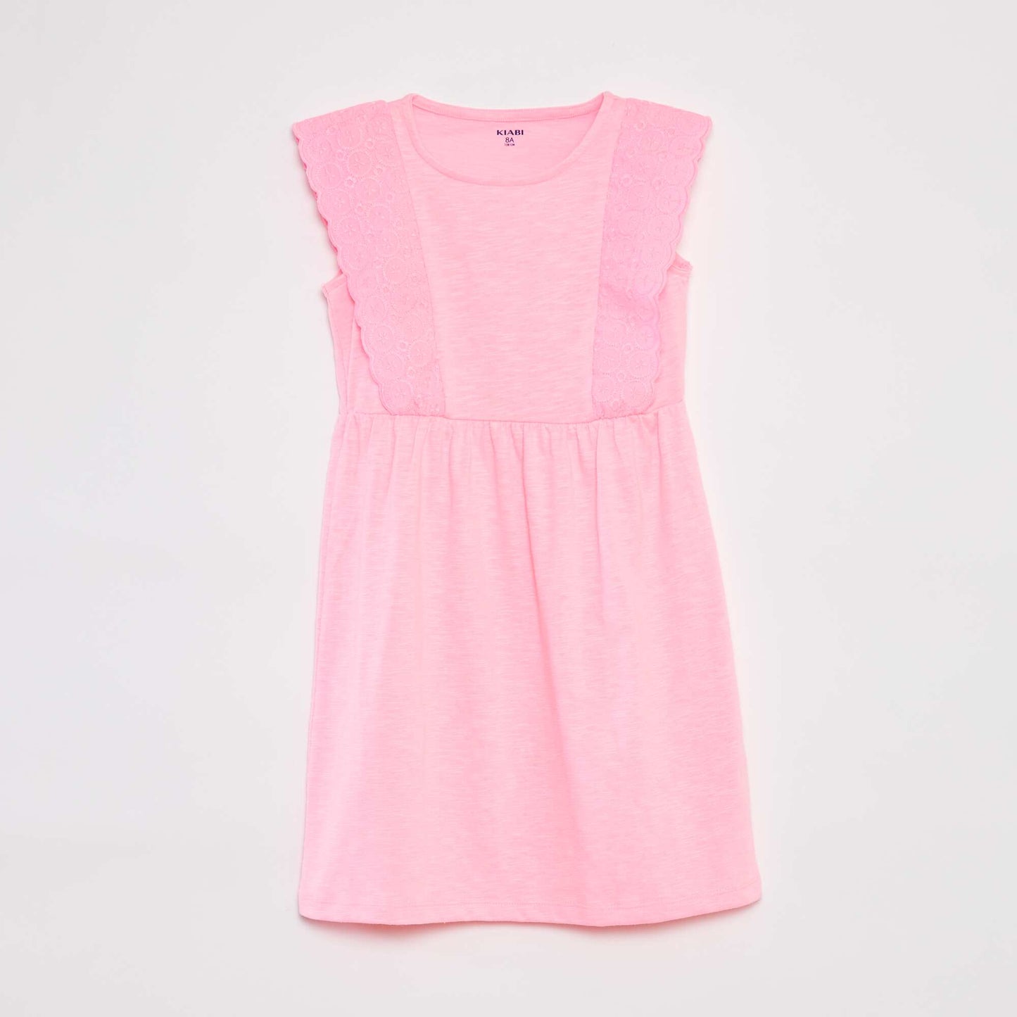 Sleeveless dress with broderie anglaise PINK