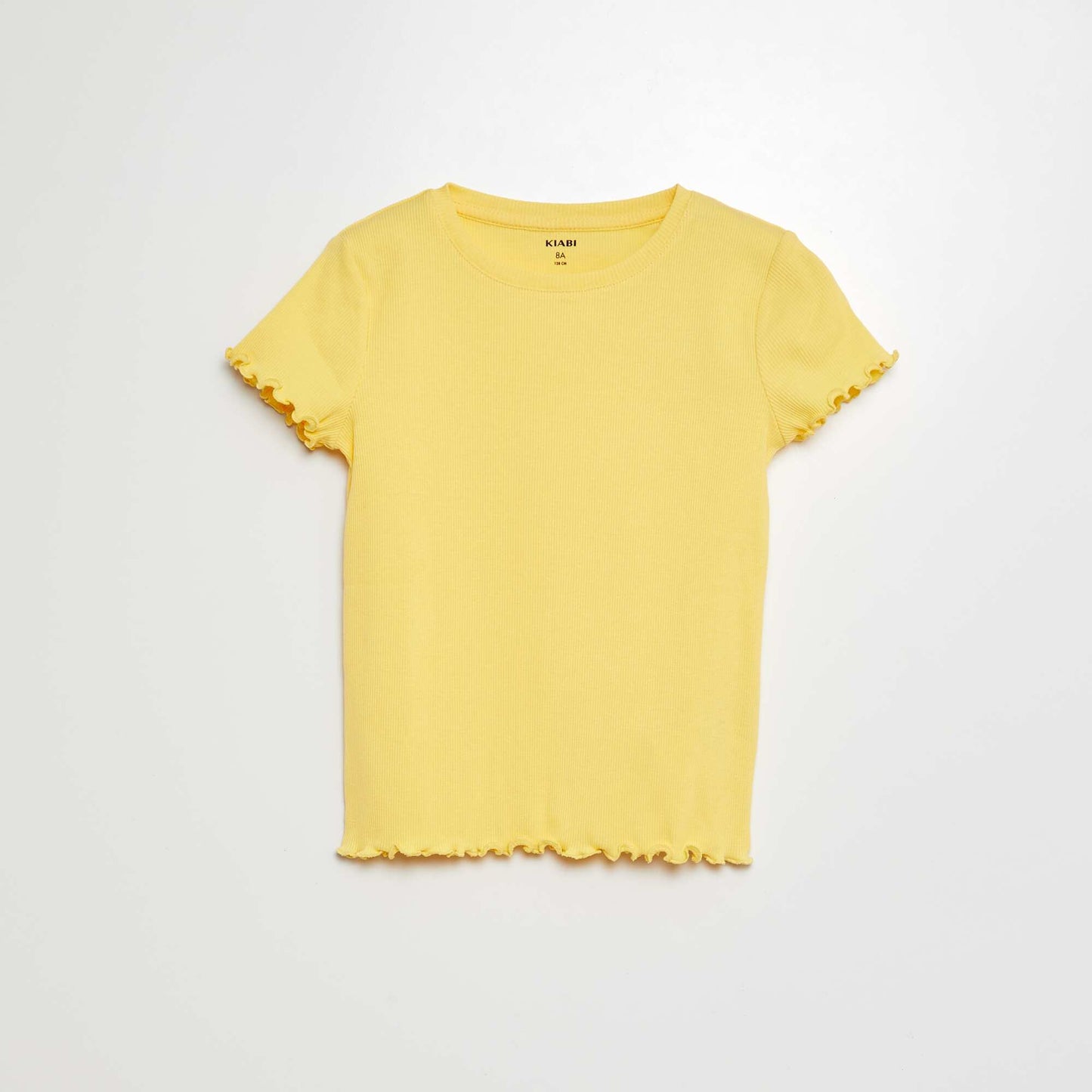 Ribbed T-shirt with scalloped trim YELLOW