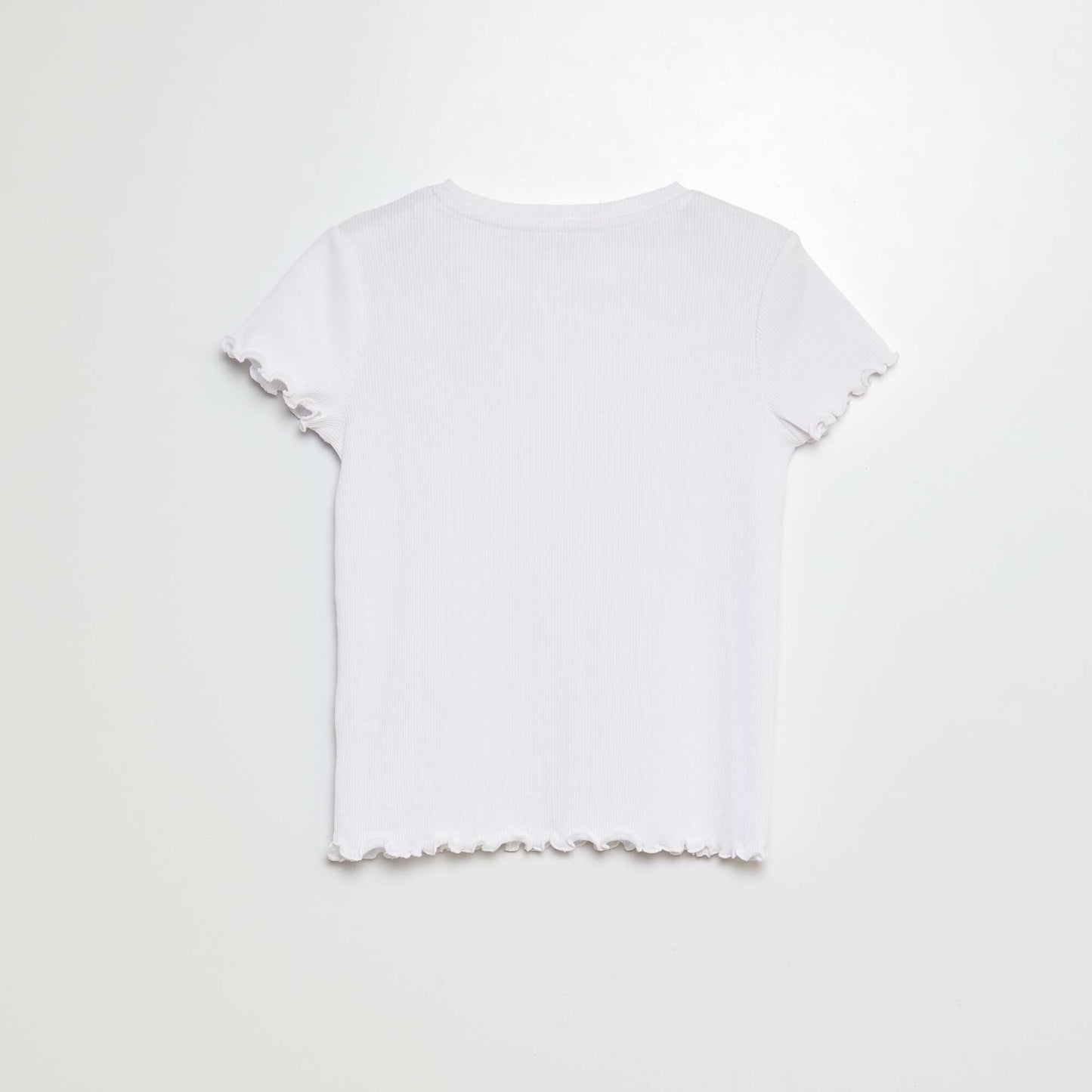 Ribbed T-shirt with scalloped trim WHITE