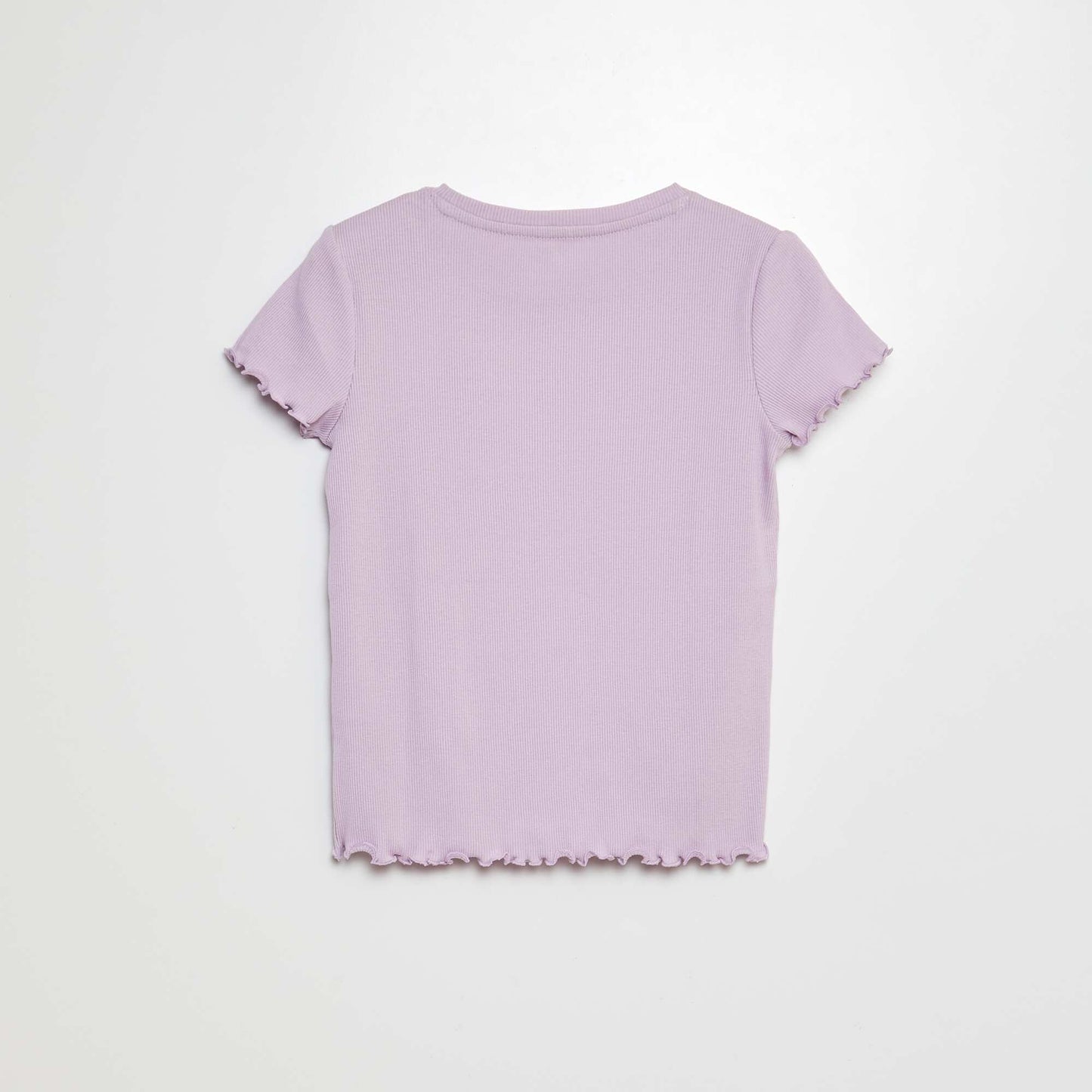 Ribbed T-shirt with scalloped trim PURPLE