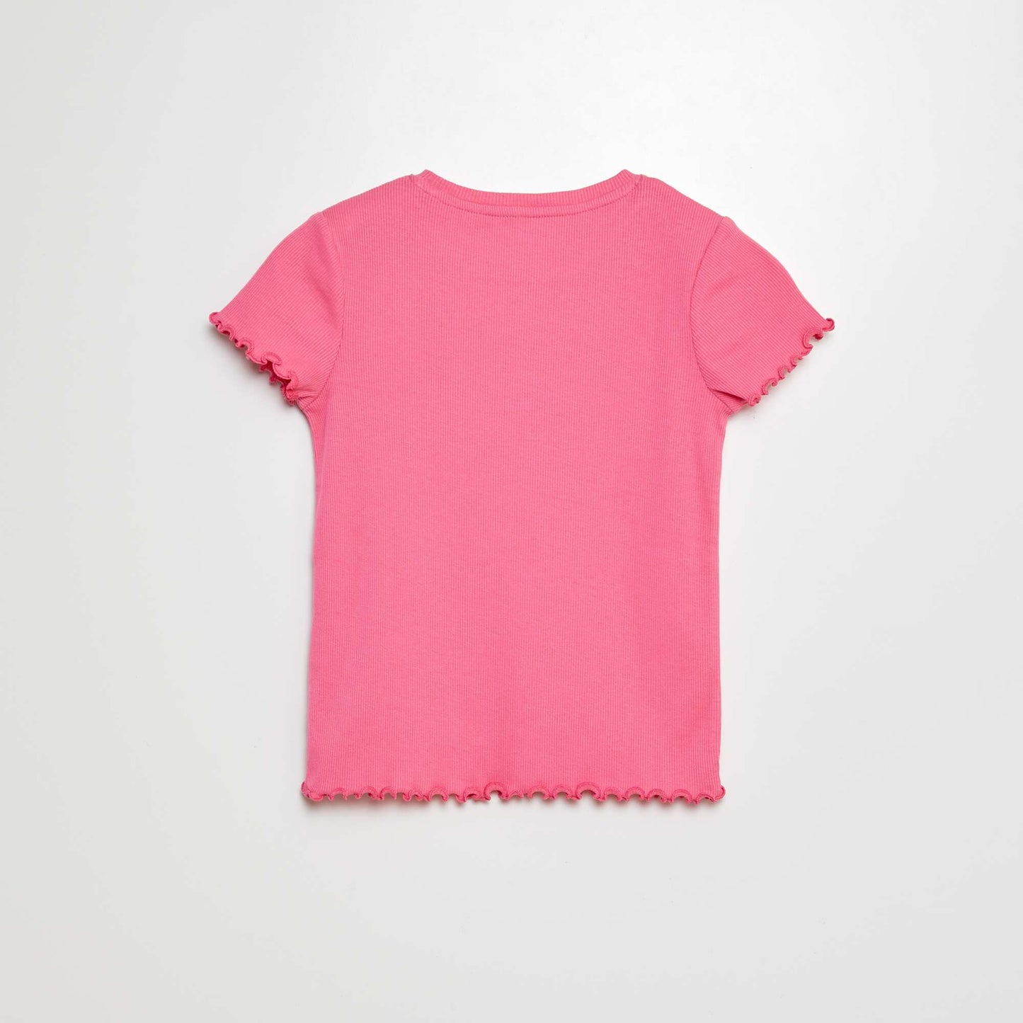 Ribbed T-shirt with scalloped trim PINK