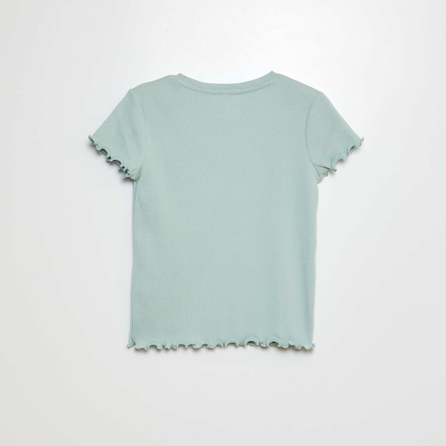 Ribbed T-shirt with scalloped trim GREEN